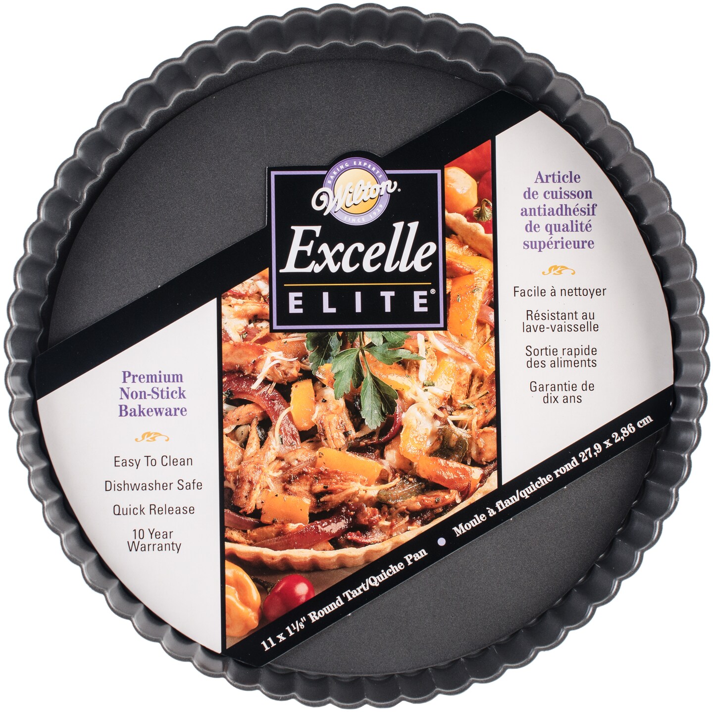 Excelle Elite Tart/Quiche PanRound W/Fluted Edge 11" Stencils