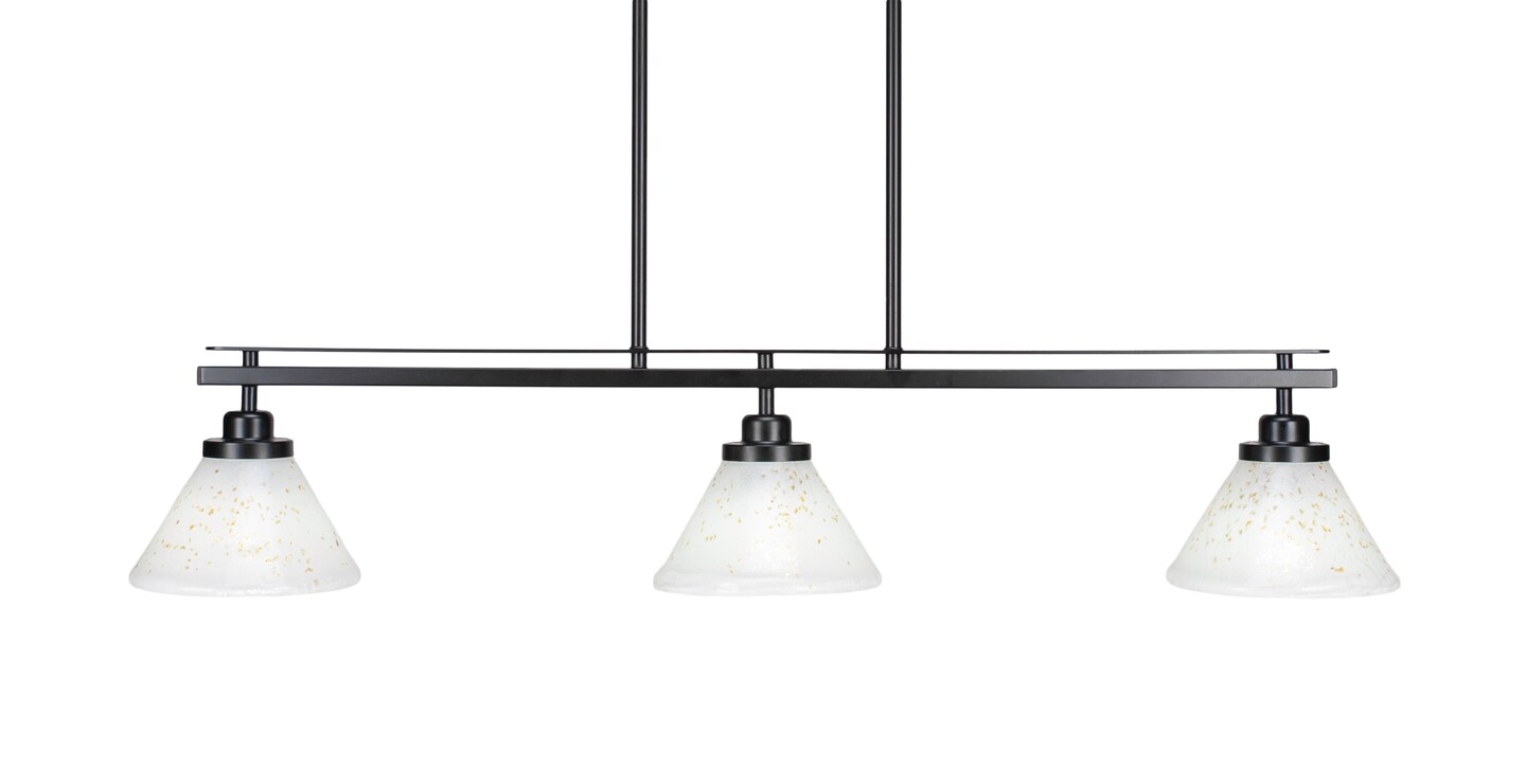 Odyssey 3 Island Light Shown In Matte Black Finish With 7 Gold Ice