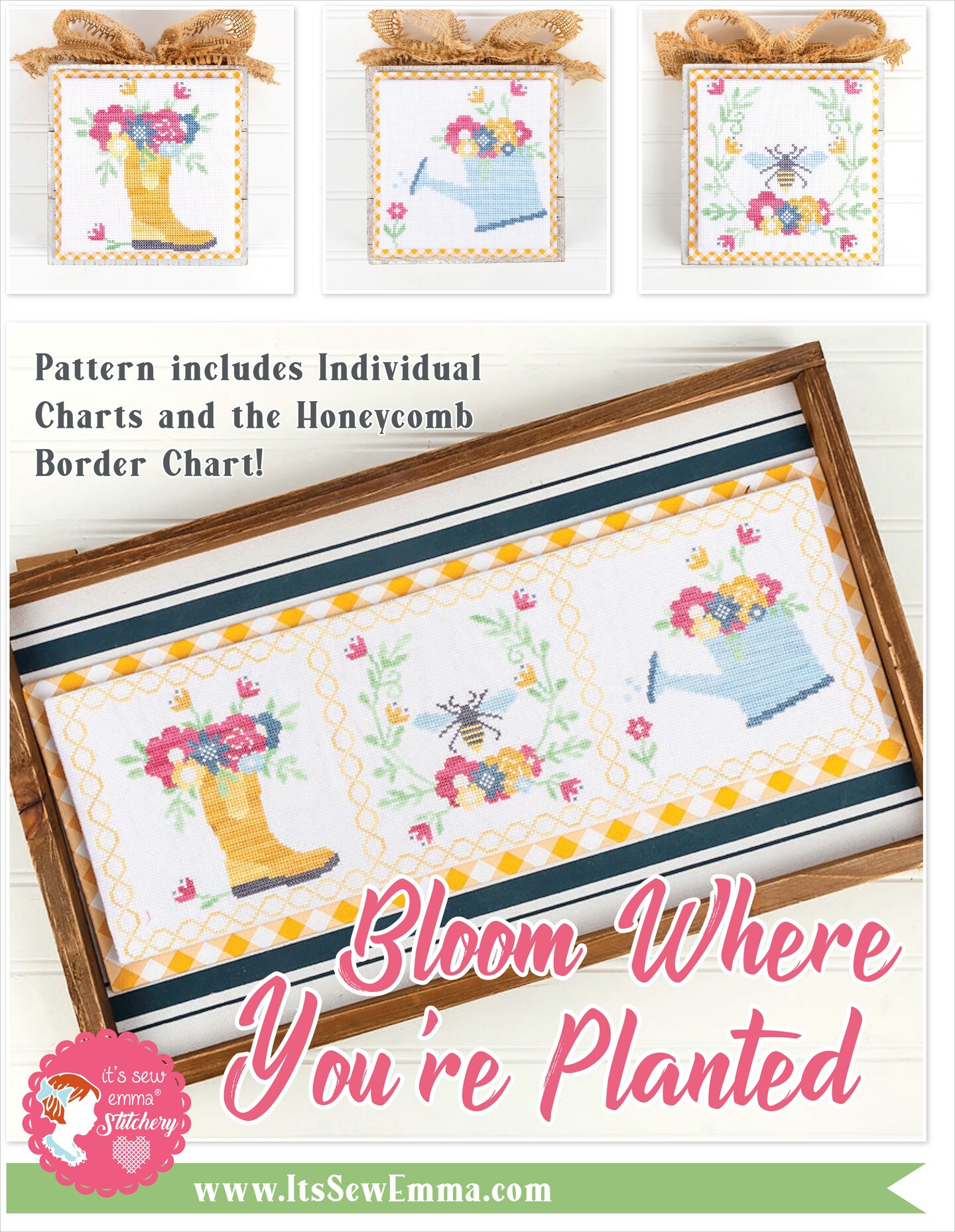 It's Sew Emma Cross Stitch Pattern Bloom Where You're Planted