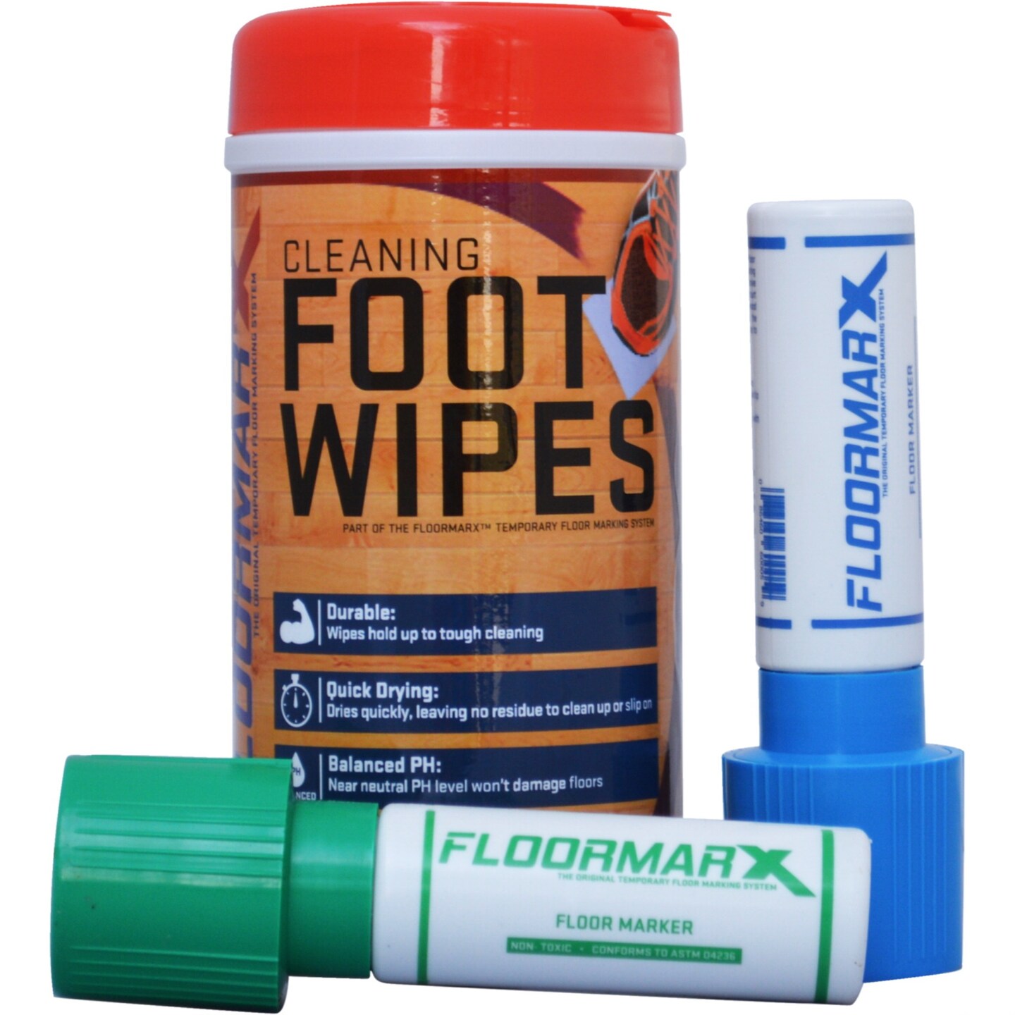 FloormarX Marker and Wipe Set, 3 Pieces Pens, Pencils & Markers