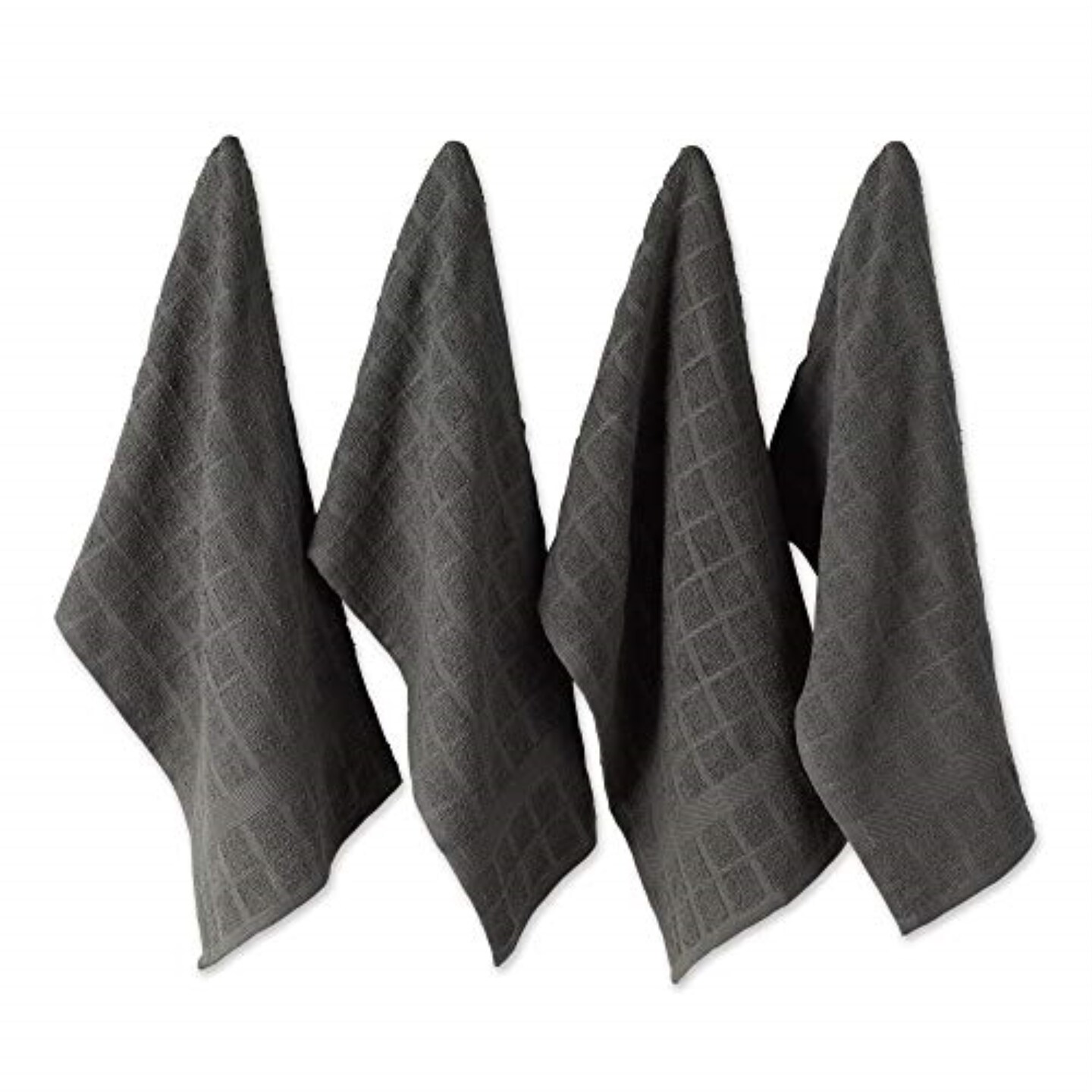 Solid Black Windowpane Terry Dishtowel (Set Of 4)