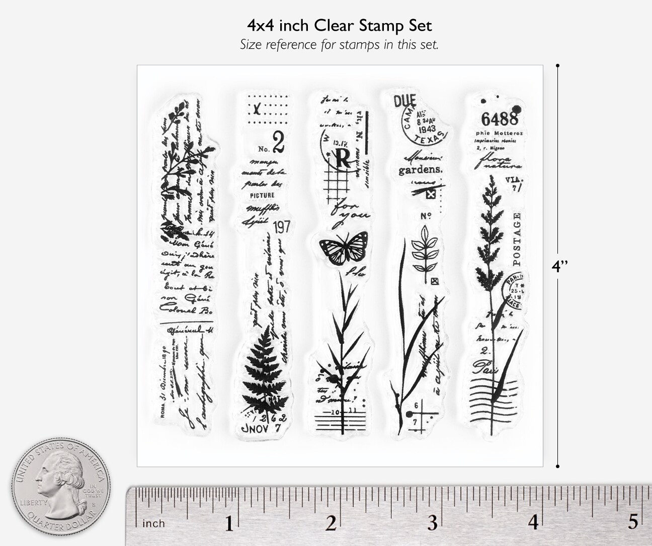 Beautiful Gardens Slim Clear Stamp Set 4x4 inch by Wintertime Crafts