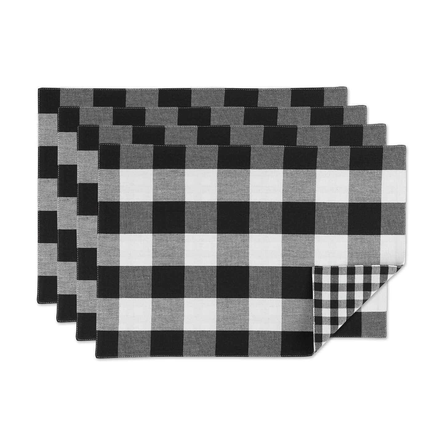 DII Black/White Reversible Gingham/Buffalo Check Placemat Set Michaels
