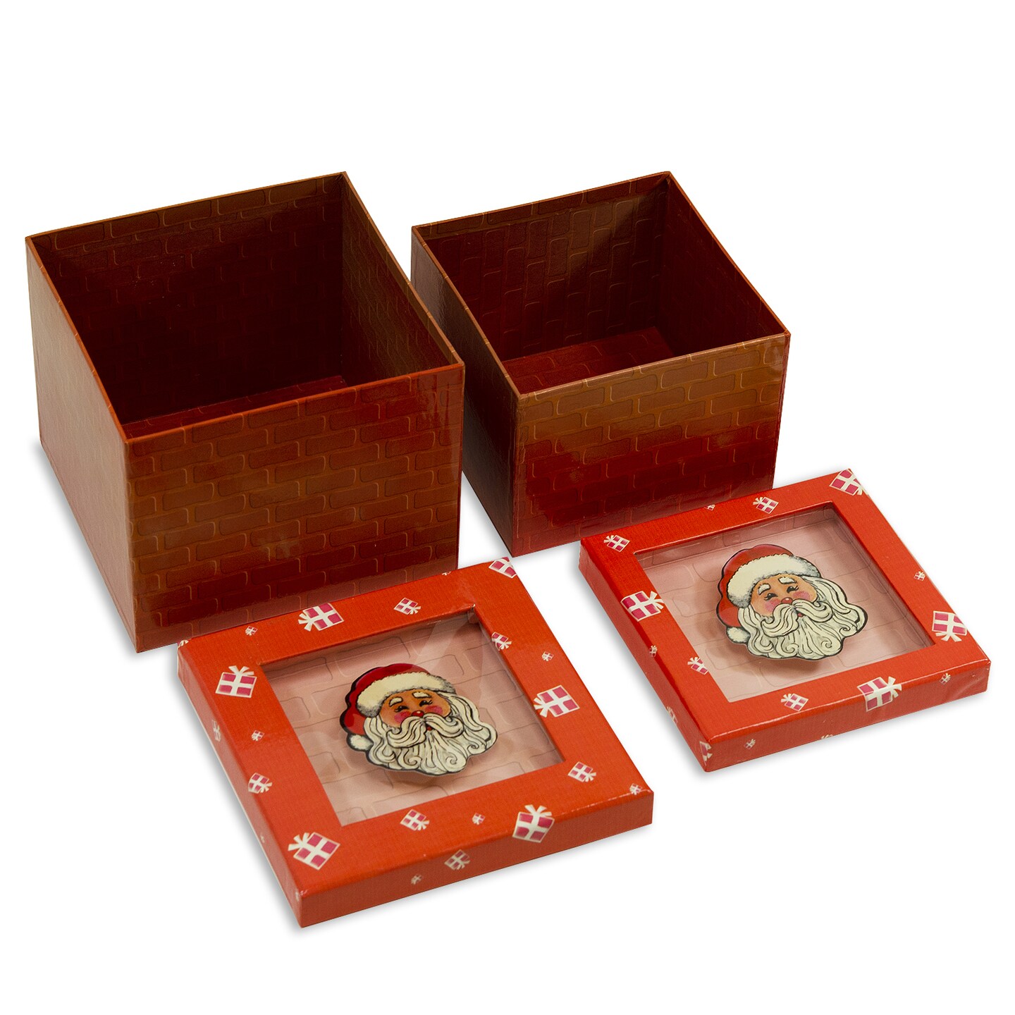 Clear View Gift Box Set with Decorative Santa Applique/Patch Gift