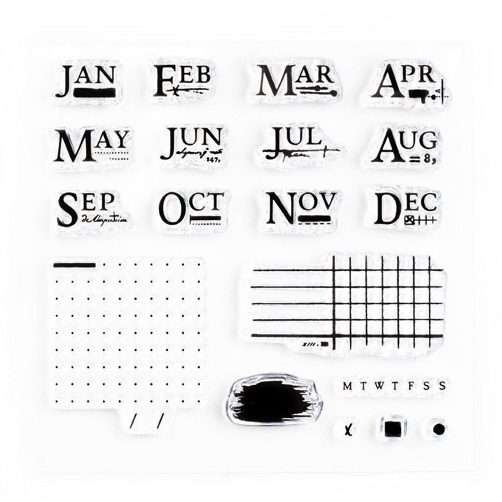 Monthly Notes Small Clear Stamps 4x4 inch by Wintertime Crafts