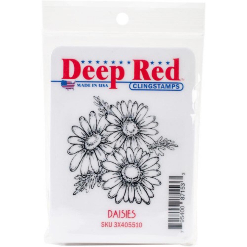 Deep Red Stamps Daisies Rubber Cling Stamp 2 x 2 inches