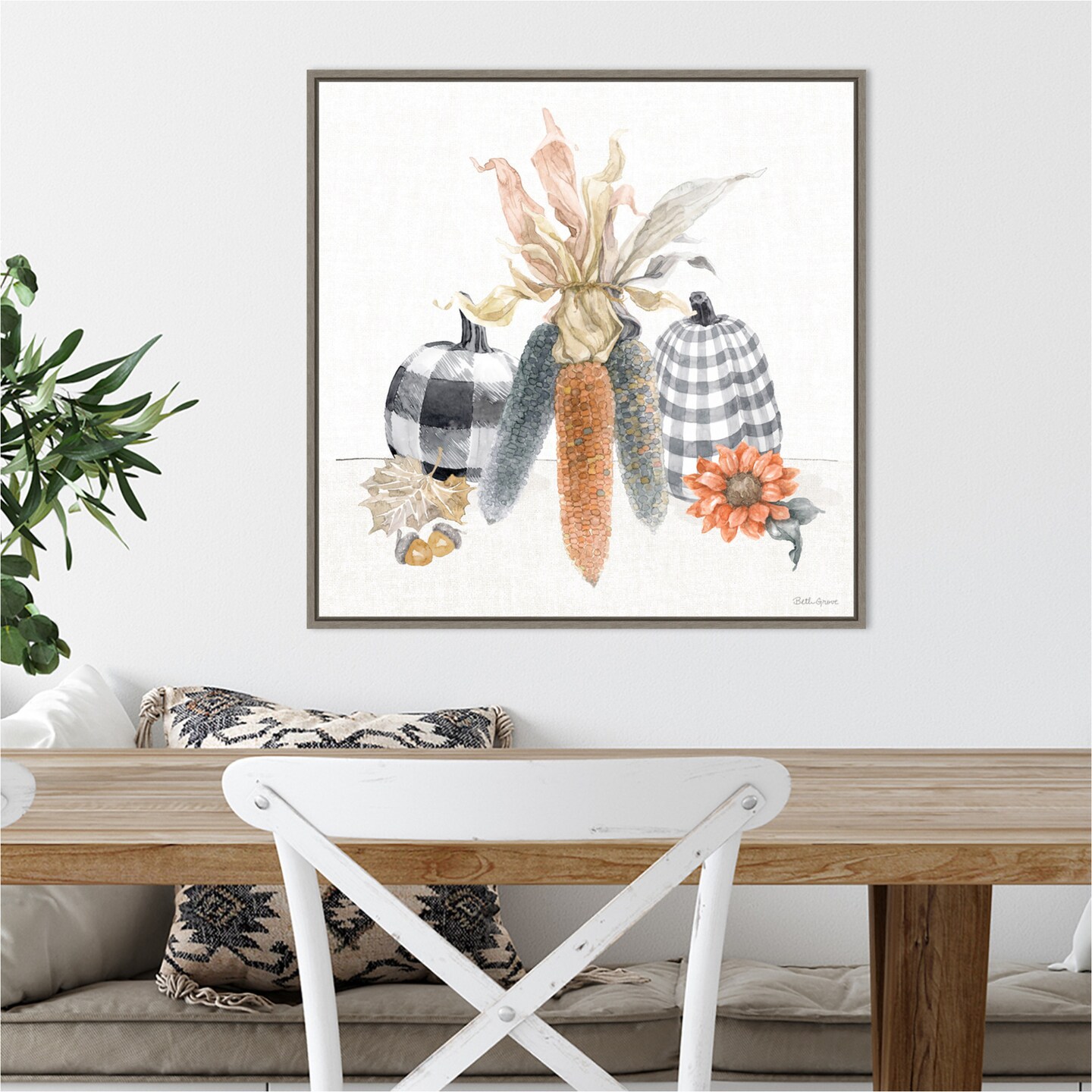 Harvest Classics X by Beth Grove 22-in. W x 22-in. H. Canvas Wall Art Print Framed in Grey