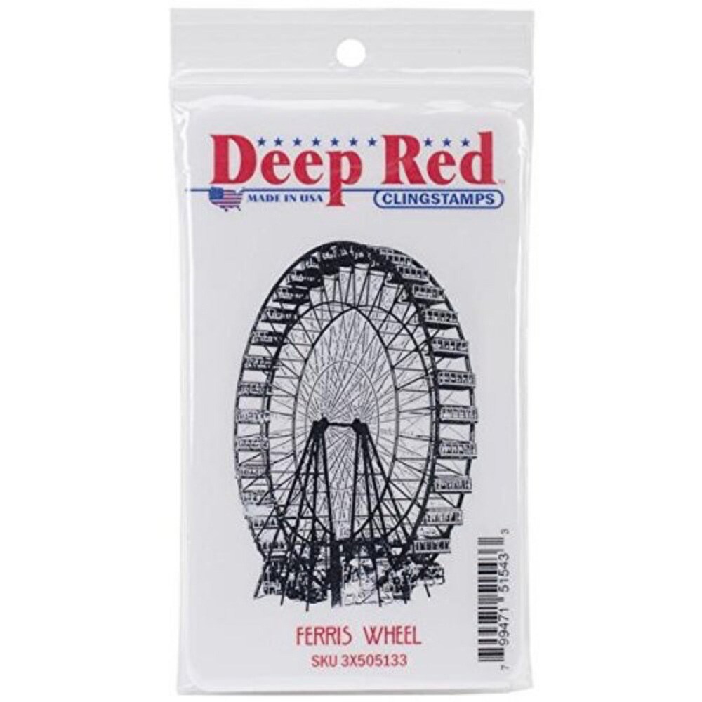 Deep Red Stamps Ferris Wheel Rubber Stamp 2 x 3  inches