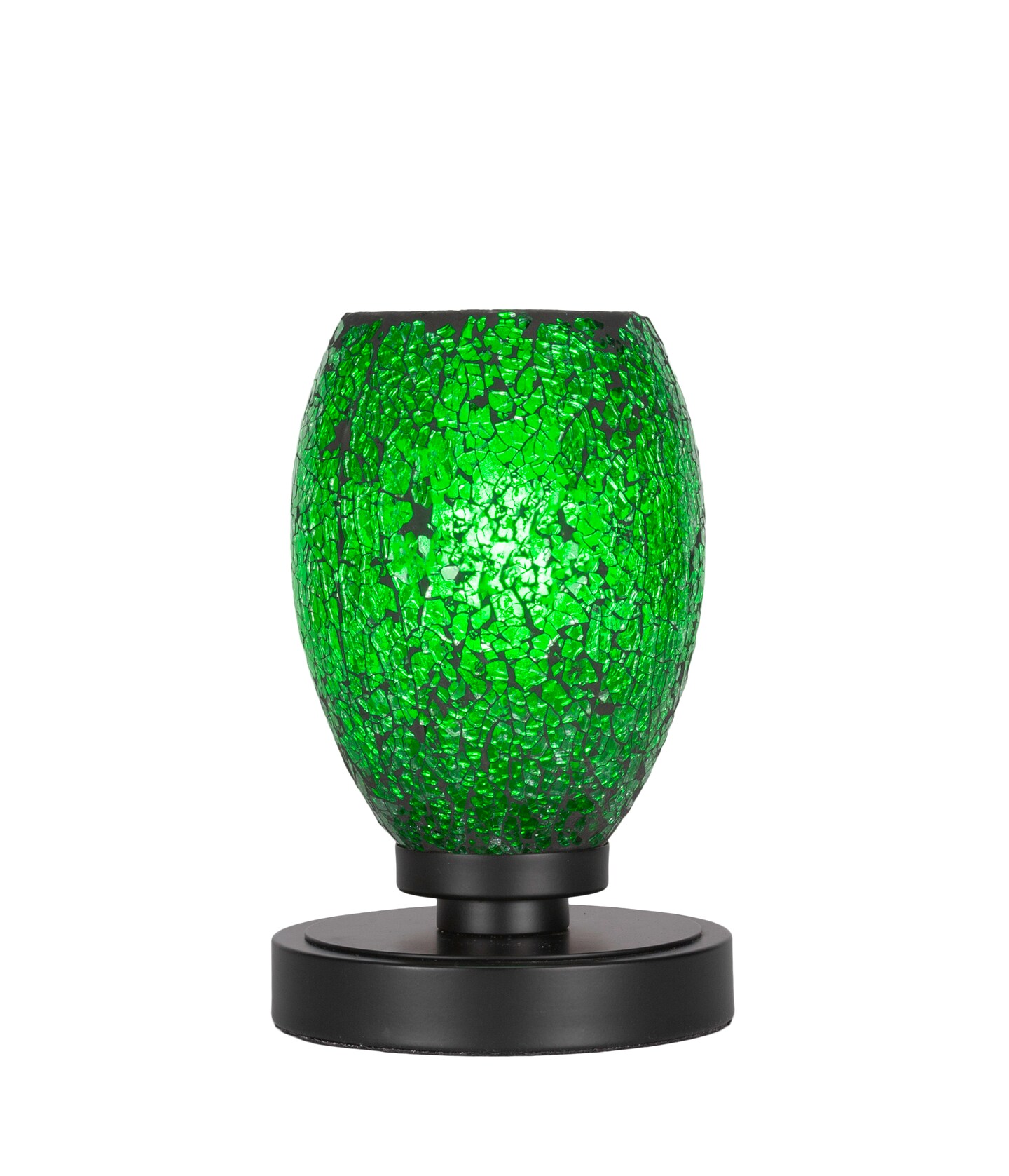 Luna Accent Table Lamp Shown In Matte Black Finish With 5&#x22; Green Fusion Glass