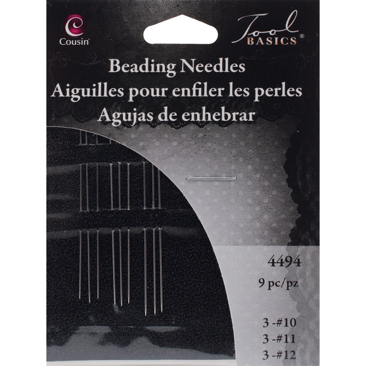 Cousin Beading Needles 9/Pkg3 Each Of Sizes 10, 11 & 12 Stencils