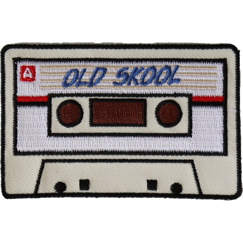 Patch, Embroidered Patch (Iron-On or Sew-On), Old Skool Radio Cassette Tape, 3.5&#x22; x 2.25&#x22;