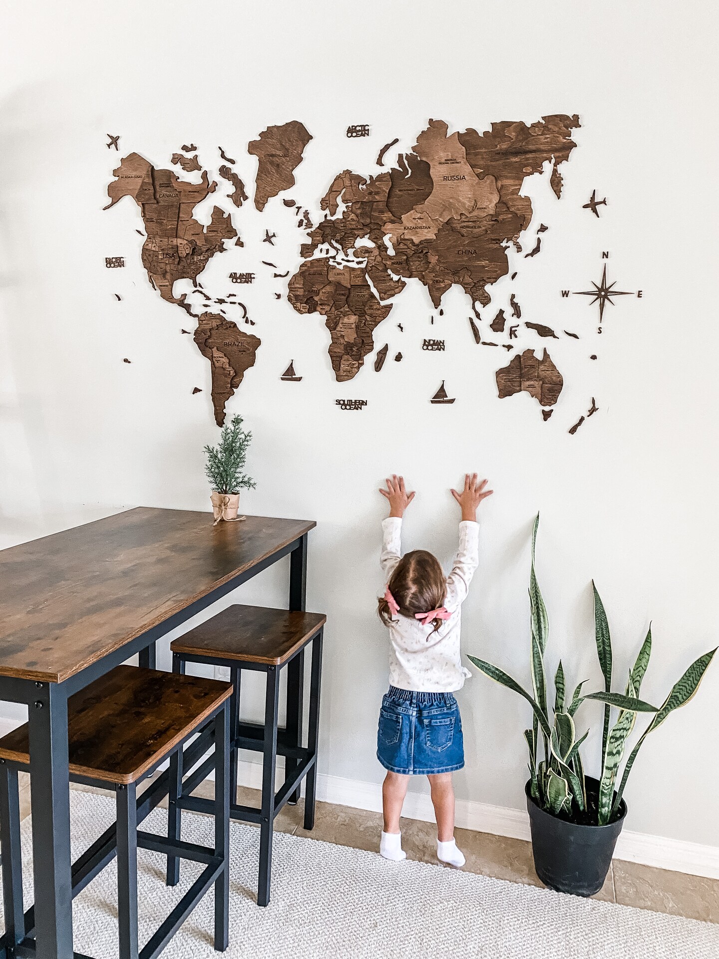 Wood World Map, Wooden Wall Decor, Home Decor, Travels Gift, Home Decor
