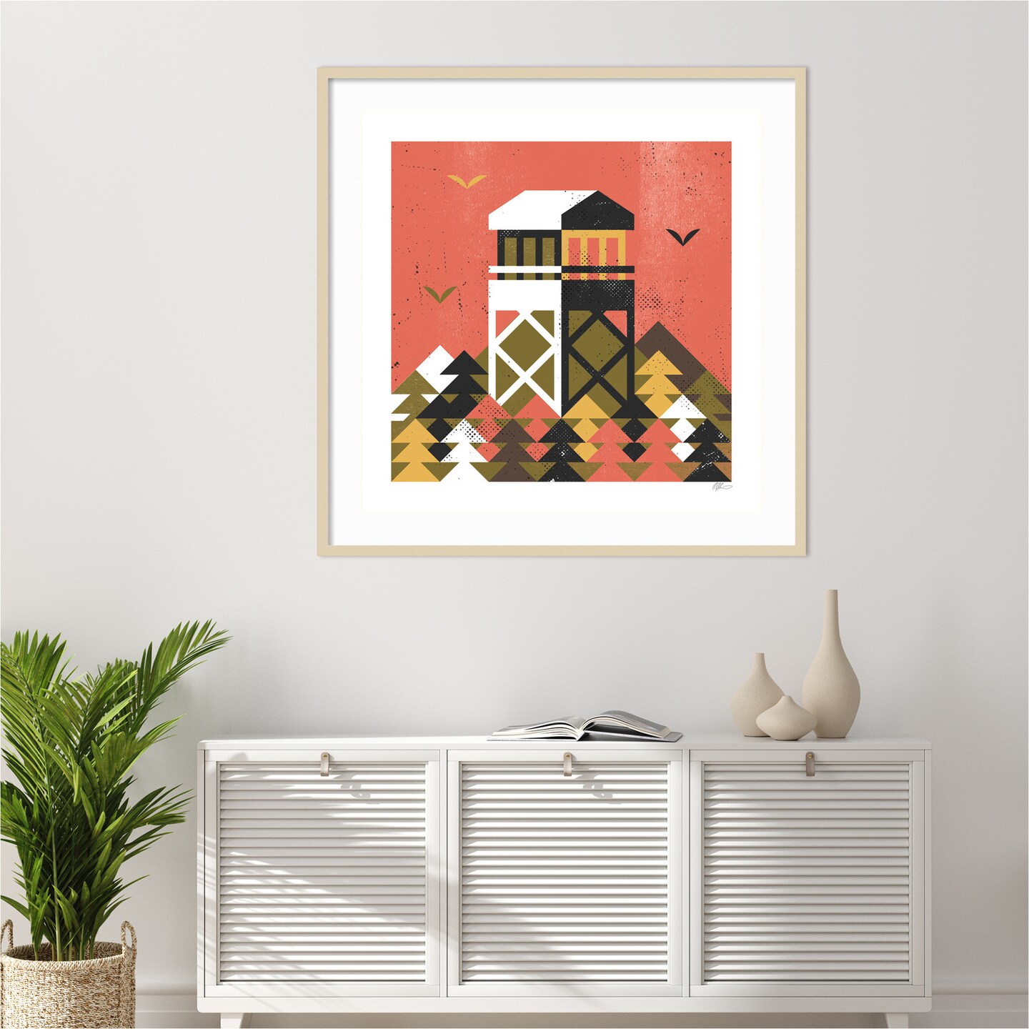 Forest Firewatch by Robert John Paterson Wood Framed Wall Art Print 41 in. W x 41 in. H