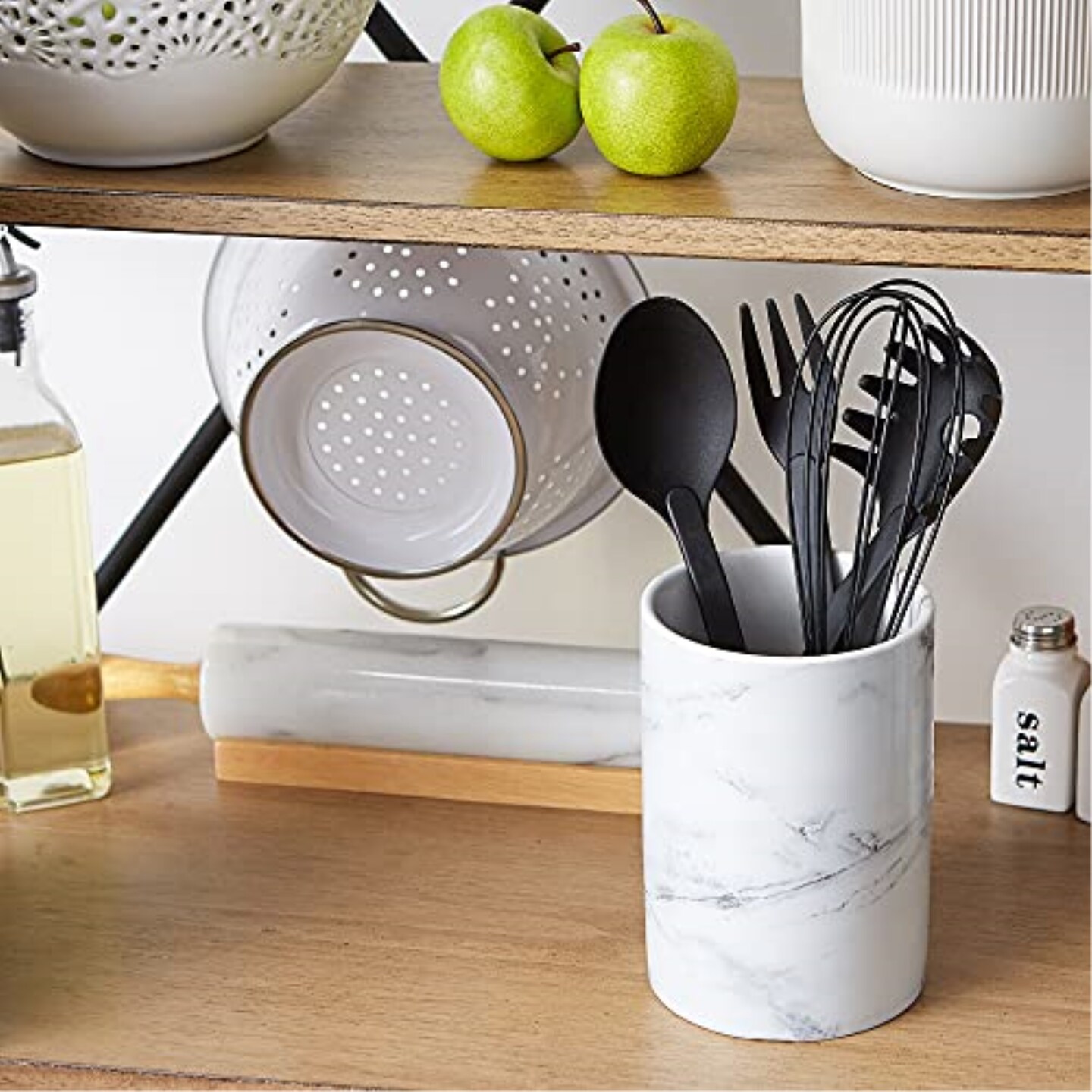DII White Marble Ceramic Utensil Holder