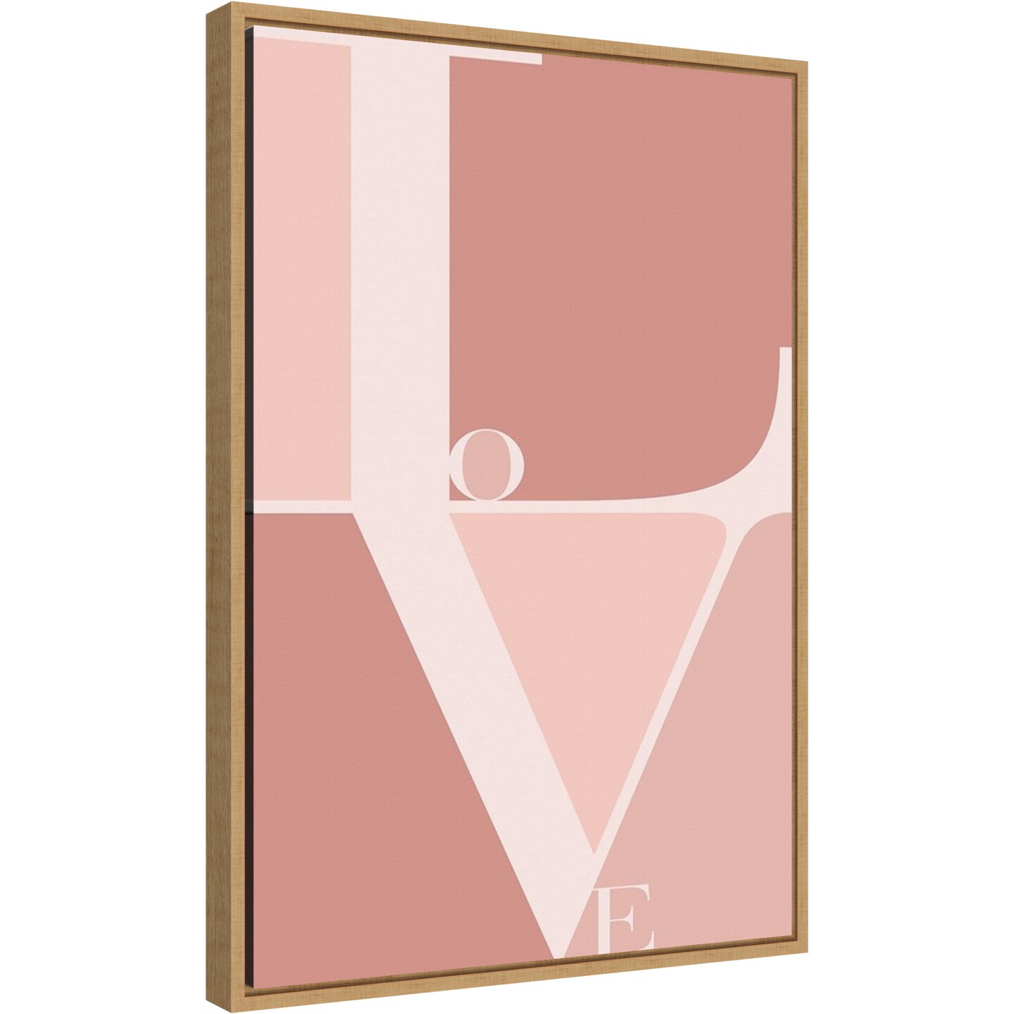 Love by Typelike 16-in. W x 23-in. H. Canvas Wall Art Print Framed in Natural