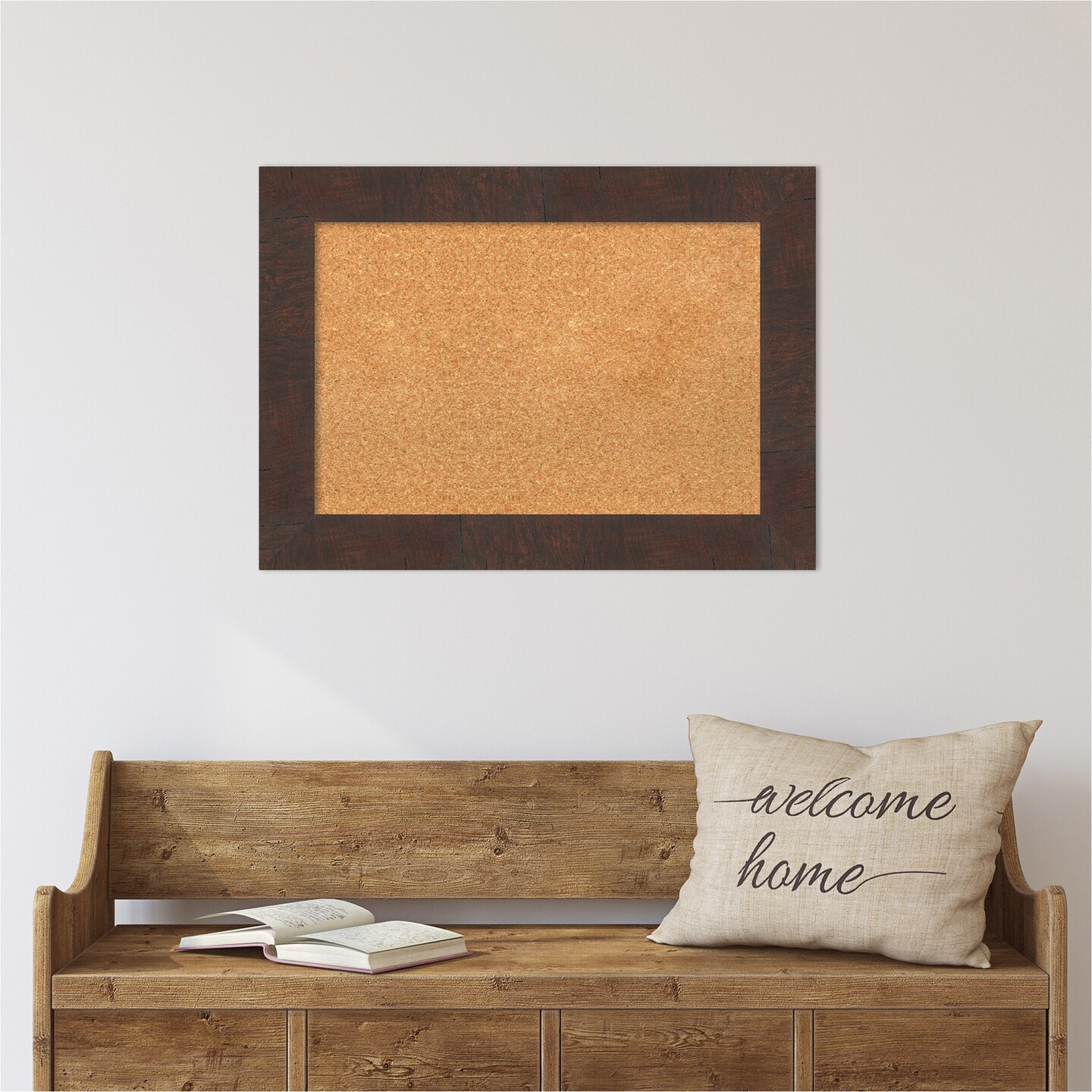 Cork Board, Wildwood Brown Frame - Bulletin Board, Organization Board, Pin Board