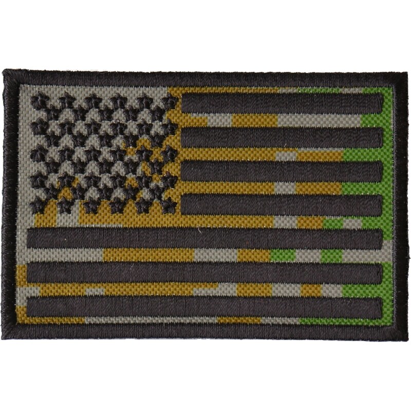 Patch, Embroidered Patch (Iron-On or Sew-On), American Flag Camo