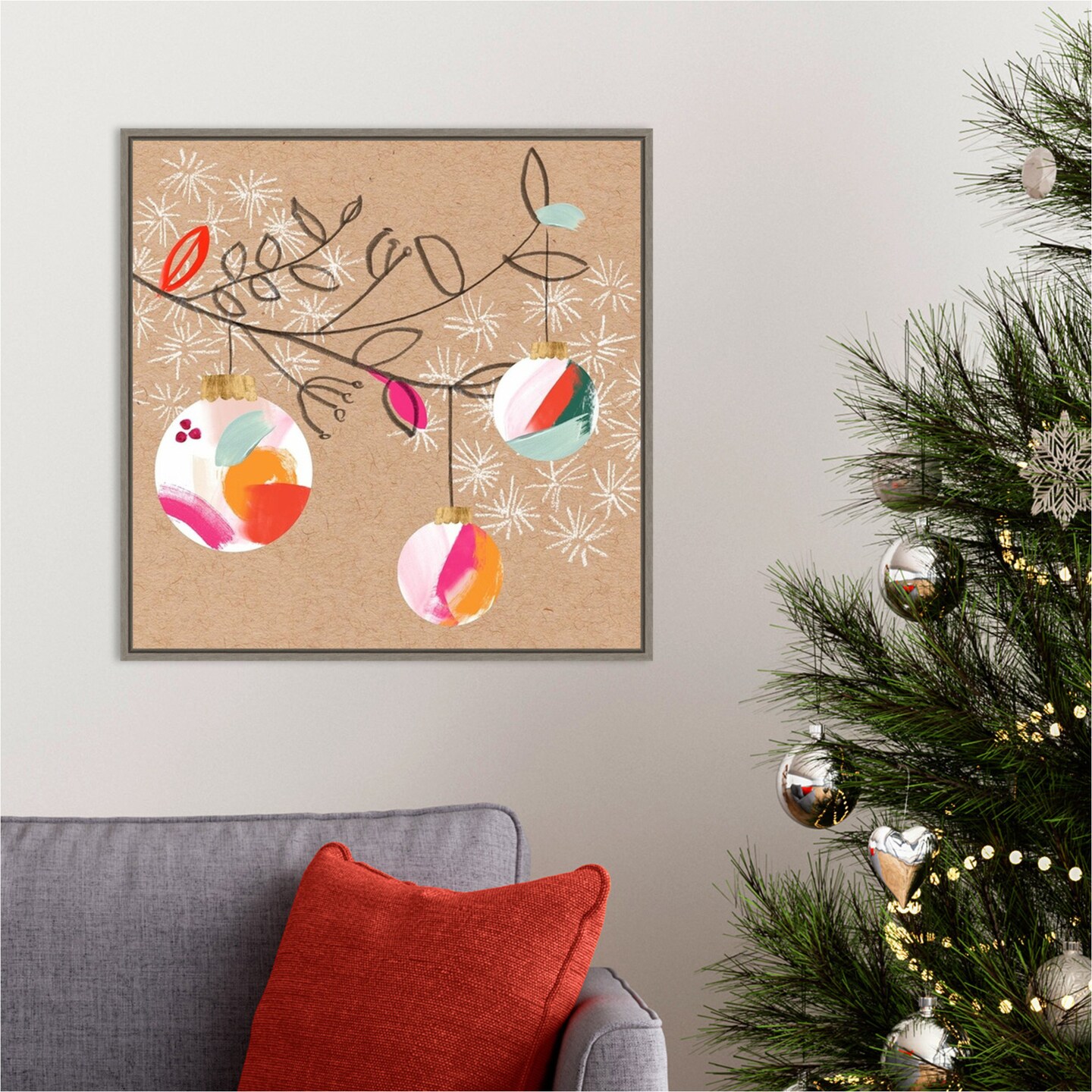 Crafty Christmas III by Jennifer Paxton Parker 22-in. W x 22-in. H. Canvas Wall Art Print Framed in Grey