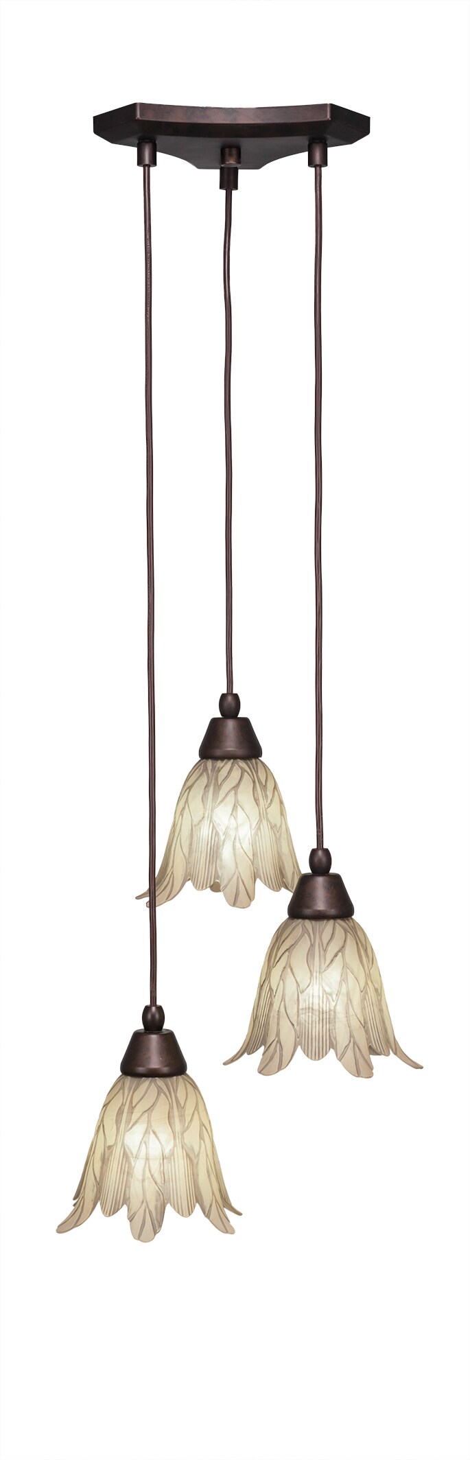Europa 3 Light Cluster Pendalier Shown In Bronze Finish With 7 Vanilla