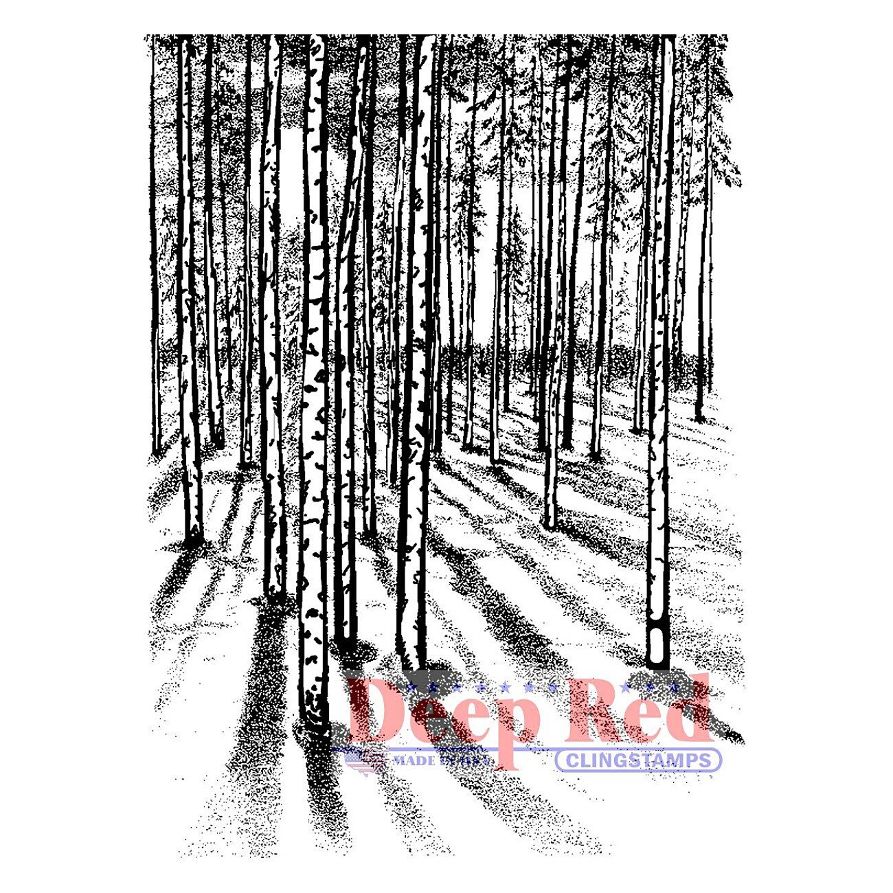 Deep Red Stamps Moonlit Forest Rubber Stamp 3 x 4.1  inches
