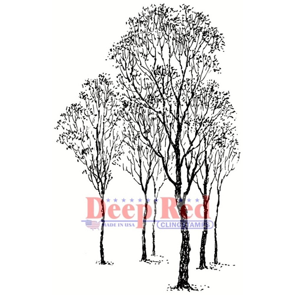 Deep Red Stamps Winter Trees Rubber Stamp 2 x 3.2 inches