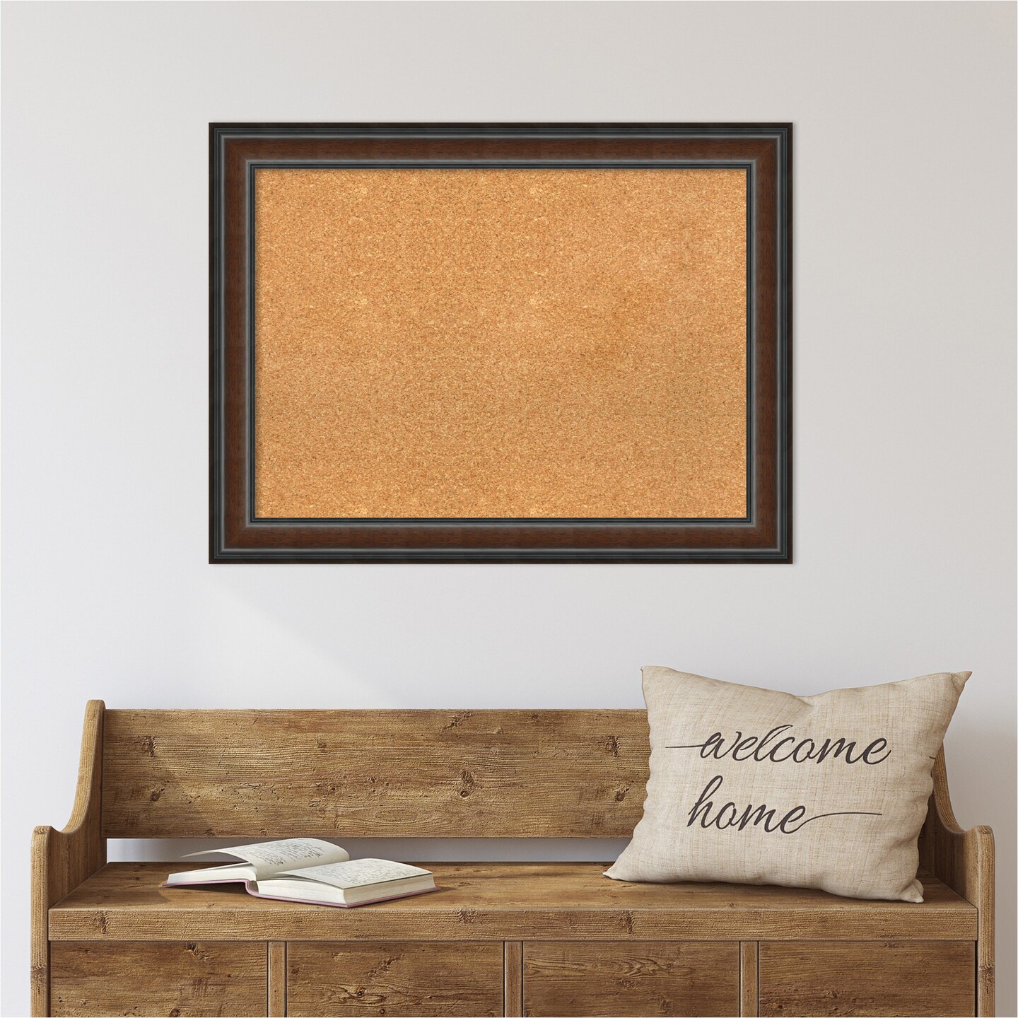 Cork Board, Cyprus Walnut Wood Frame - Bulletin Board, Organization Board, Pin Board