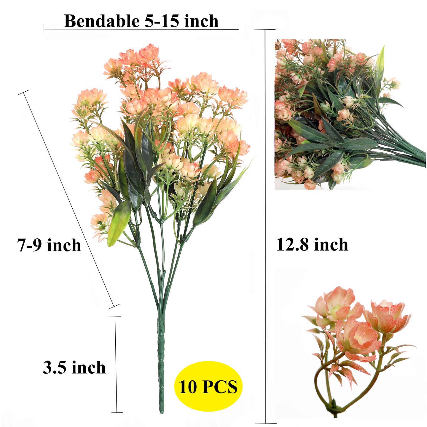 Grand Verde Small Artificial Flowers Faux Wildflower 13” Stems, Real-Touch  Plastic Bouquets Bulk - 10pcs