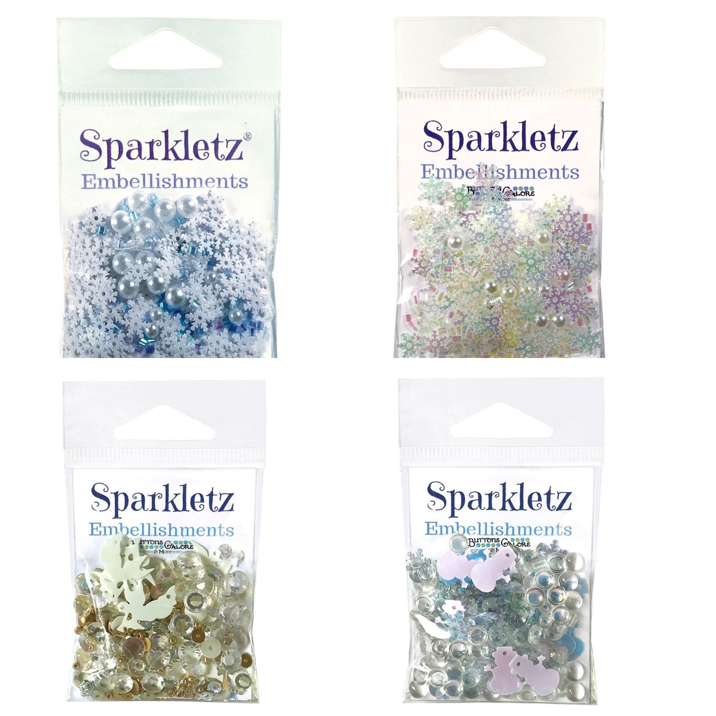 Buttons Galore Sparkletz&#xAE; Embellishment Bundle, Iridescent Diamonds, Half Pearls, Sequins &#x26; Seed Beads Winter - 40 Grams