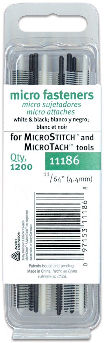 Avery Fasteners Micro Stitch Fastener Refills 4.4mm-White & Black 1,200 ...