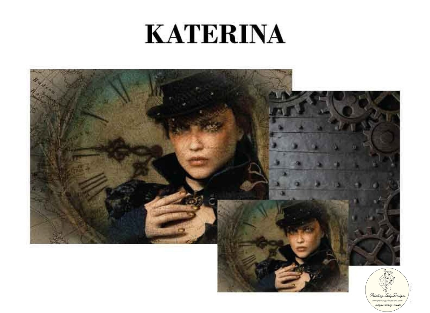 Katerina and Steampunk Decoupage Mixed Media Art Papers Art Pack