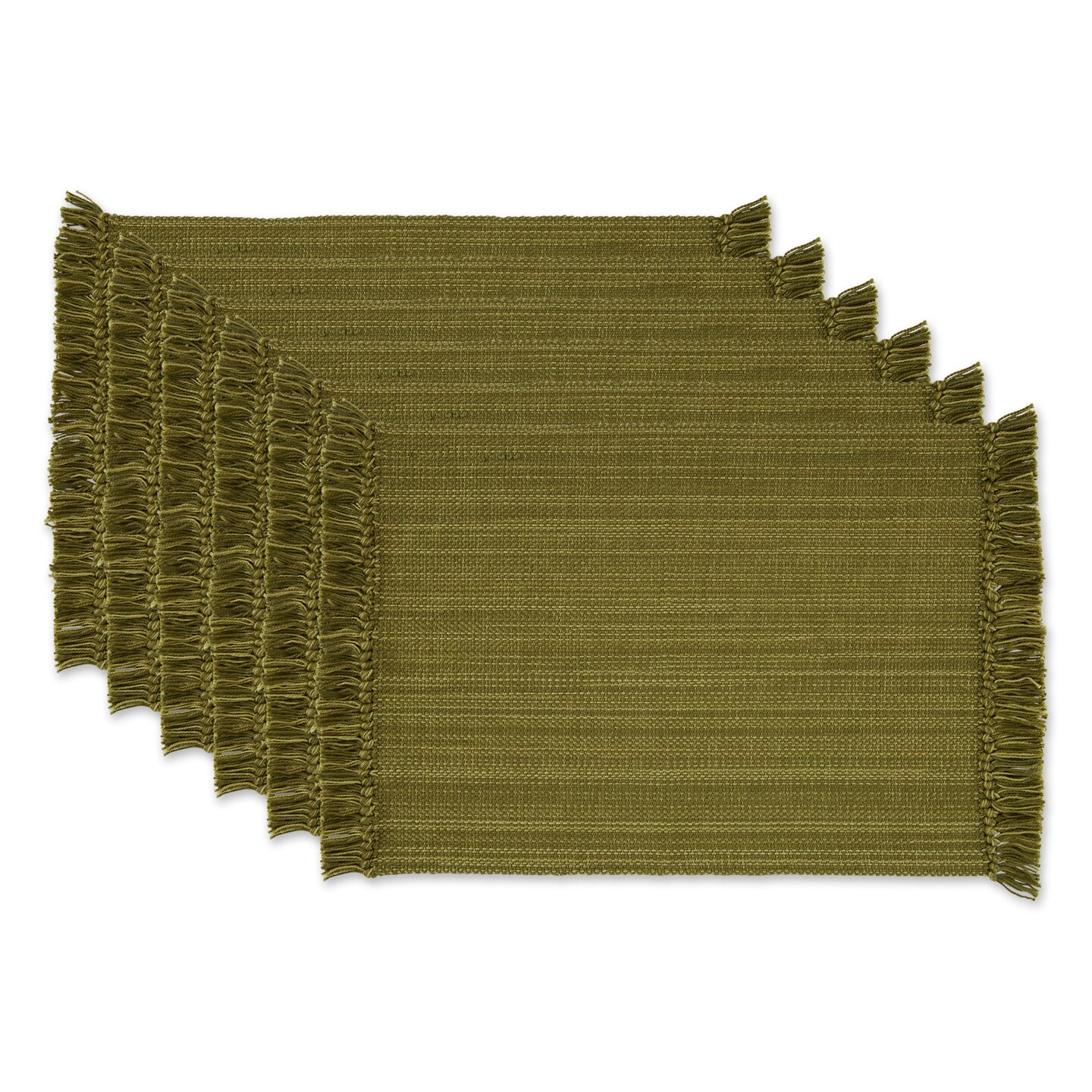 DII Variegated Olive Green Fringe Placemat (Set of 6) Doilies