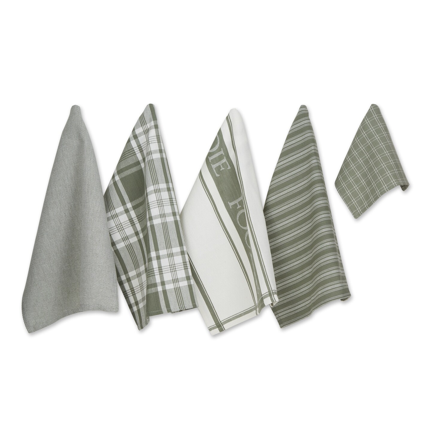 DII Asst Artichoke Green Foodie Dishtowel And Dishcloth 5 Piece