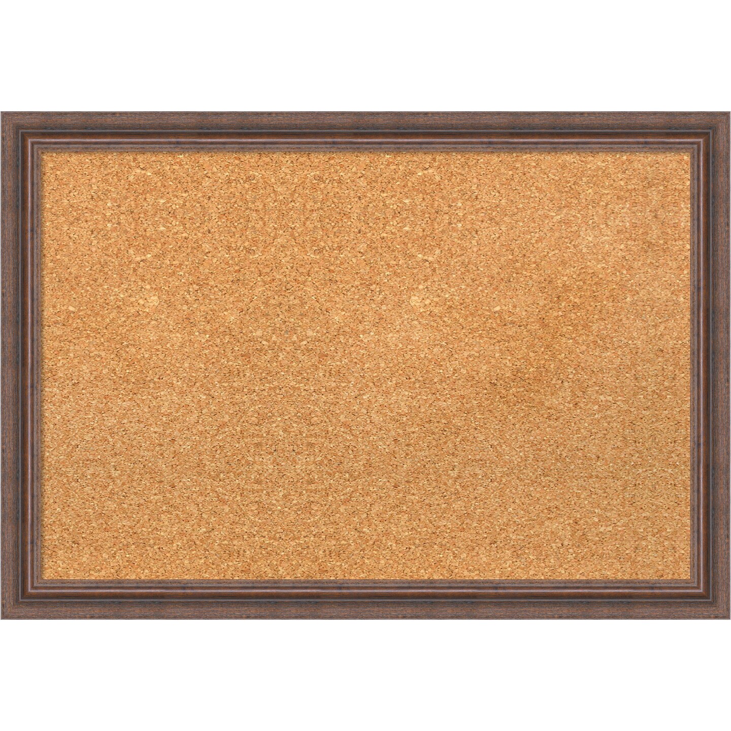 Natural Cork Board (26 in. x 18 in.), Distressed Rustic Brown Wood Frame - Bulletin Board, Organization Board, Pin Board