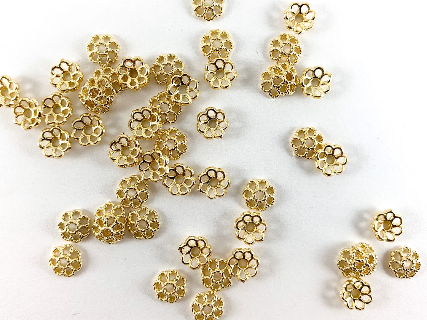 18K Gold Plated Flower Bead Caps 6mm in Brass 10pcs | Michaels
