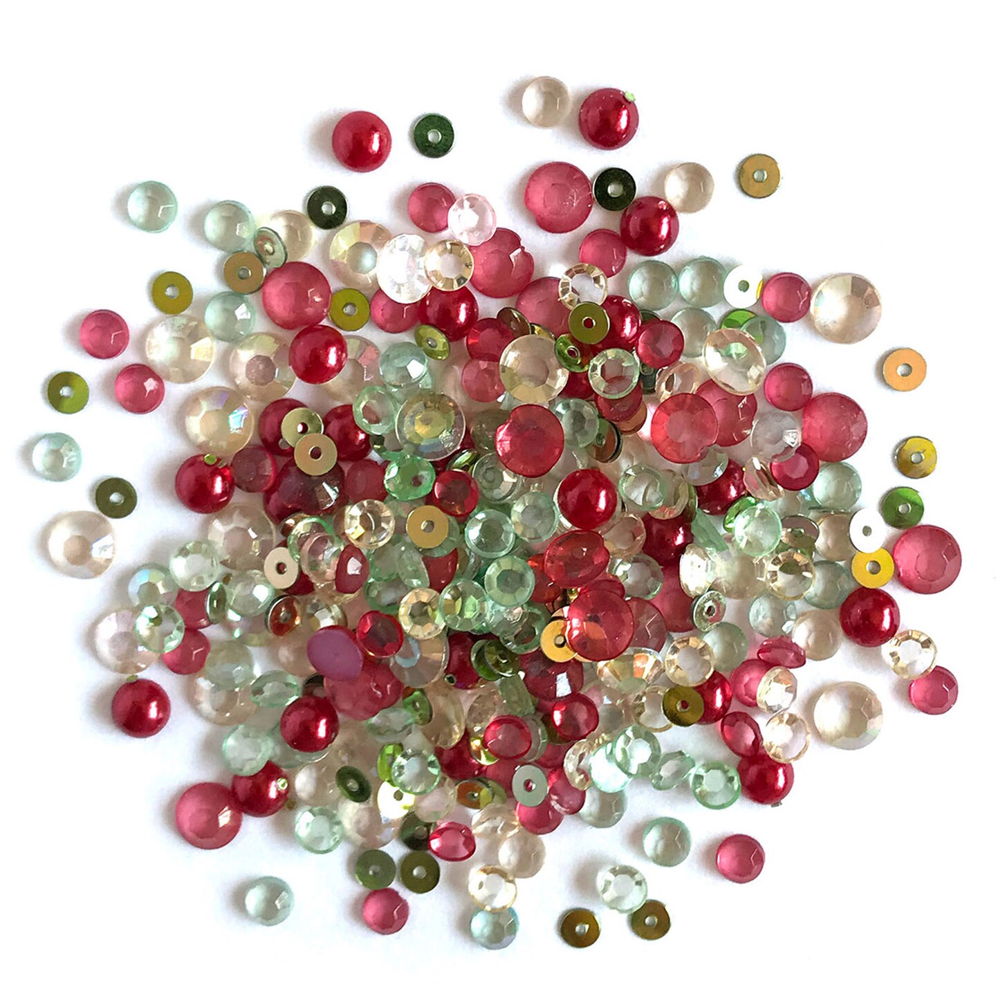 Buttons Galore Sparkletz&#xAE; Embellishments Bundle Iridescent Diamonds, Half Pearls, Sequins &#x26; Seed Beads- Christmas 50 Grams