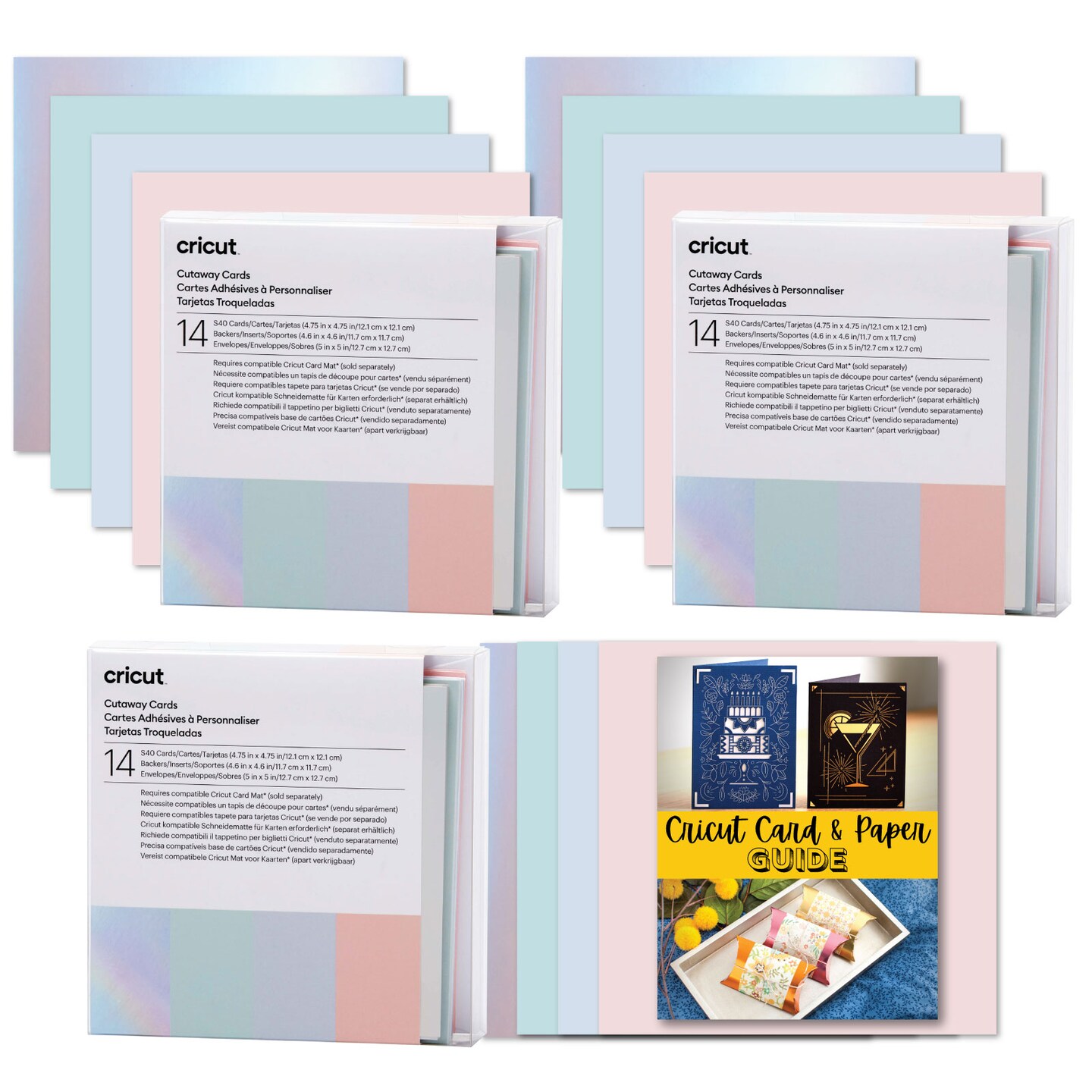 Cricut Cutaway Cards Triple Pastel Sampler S40 Bundle Insert Cards