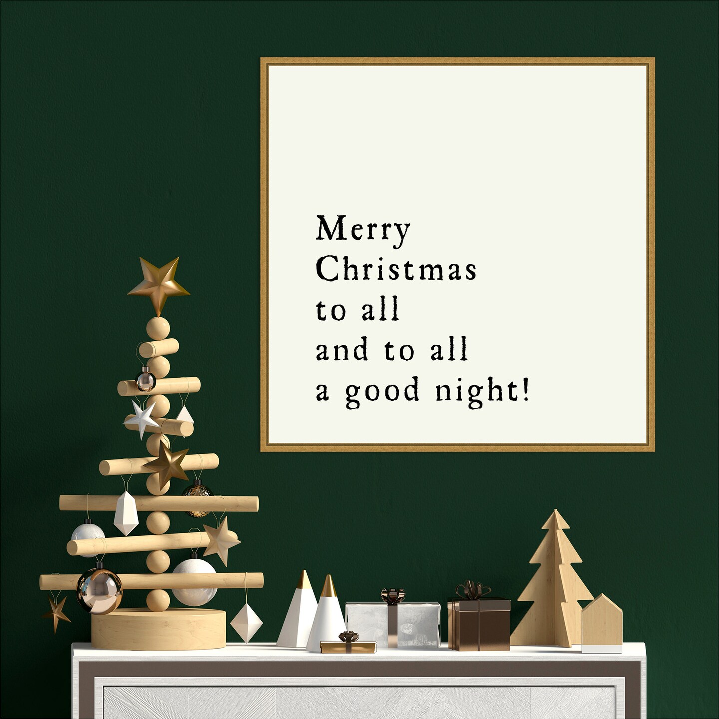 Merry Christmas To All by Amanti Art Portfolio 22-in. W x 22-in. H. Canvas Wall Art Print Framed in Gold
