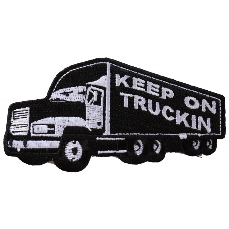 Patch, Embroidered Patch (Iron-On or Sew-On), Keep On Trucking (Tractor Trailer Trucker), 4&#x22; x 2&#x22;