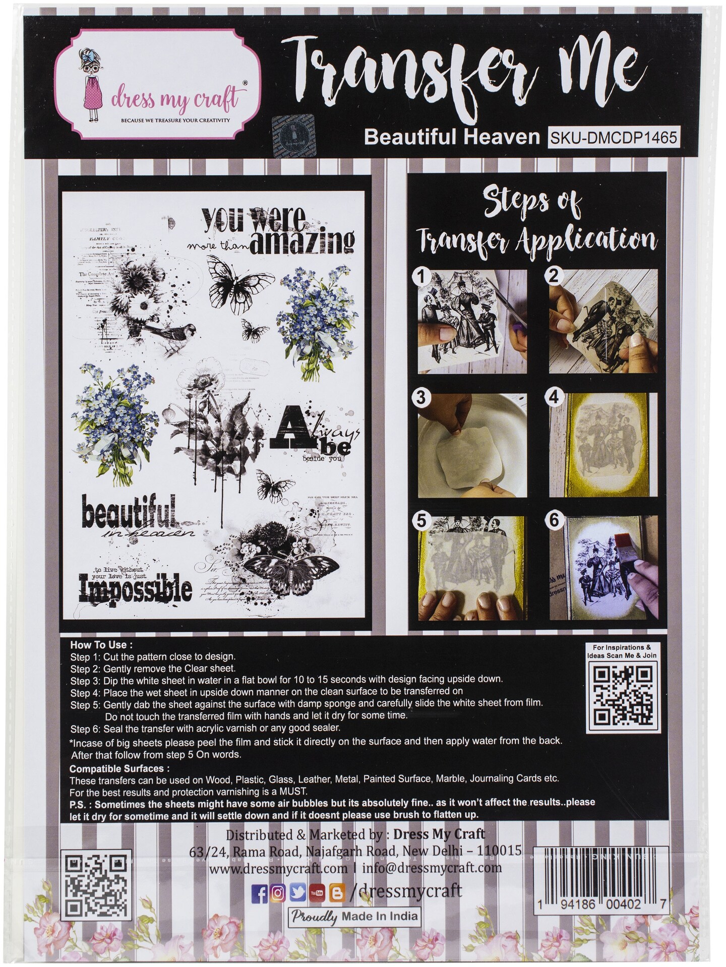 Dress My Craft Transfer Me Sheet A4Beautiful Heaven IronOn