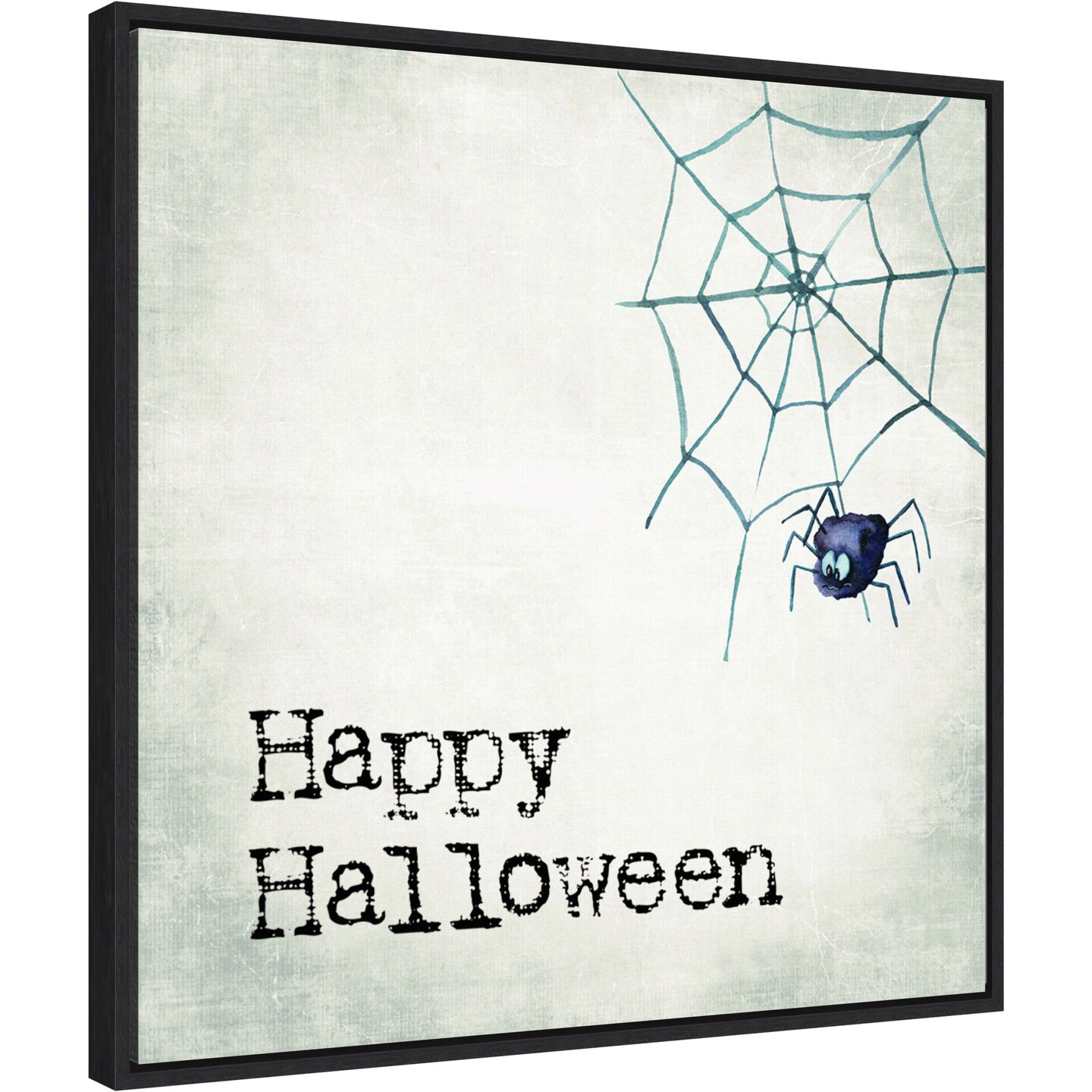 Happy Halloween Spider by Amanti Art Portfolio 22-in. W x 22-in. H. Canvas Wall Art Print Framed in Black