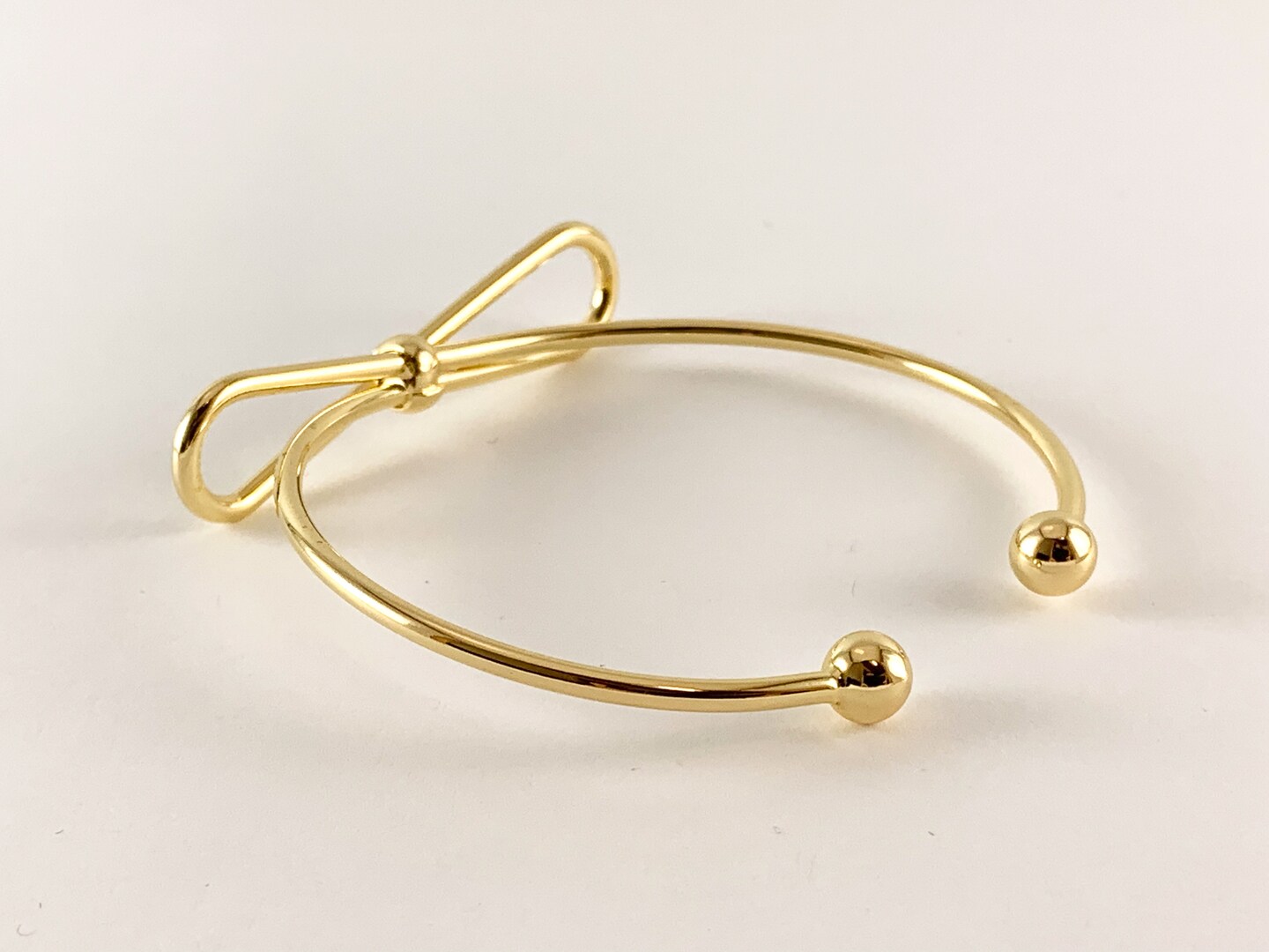 Real Gold 18K Plated Copper Bow Tie Adjustable Bracelet Cuffs 1 pc