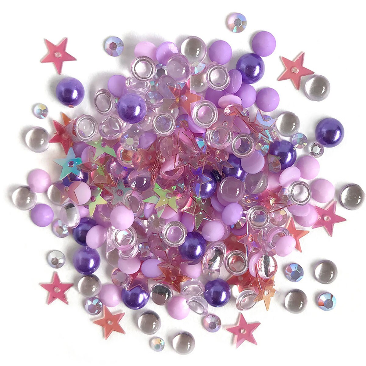 Buttons Galore Sparkletz® Embellishments Bundle, Iridescent Diamonds, Half Pearls, Sequins & Seed Beads Aloha -50 Grams