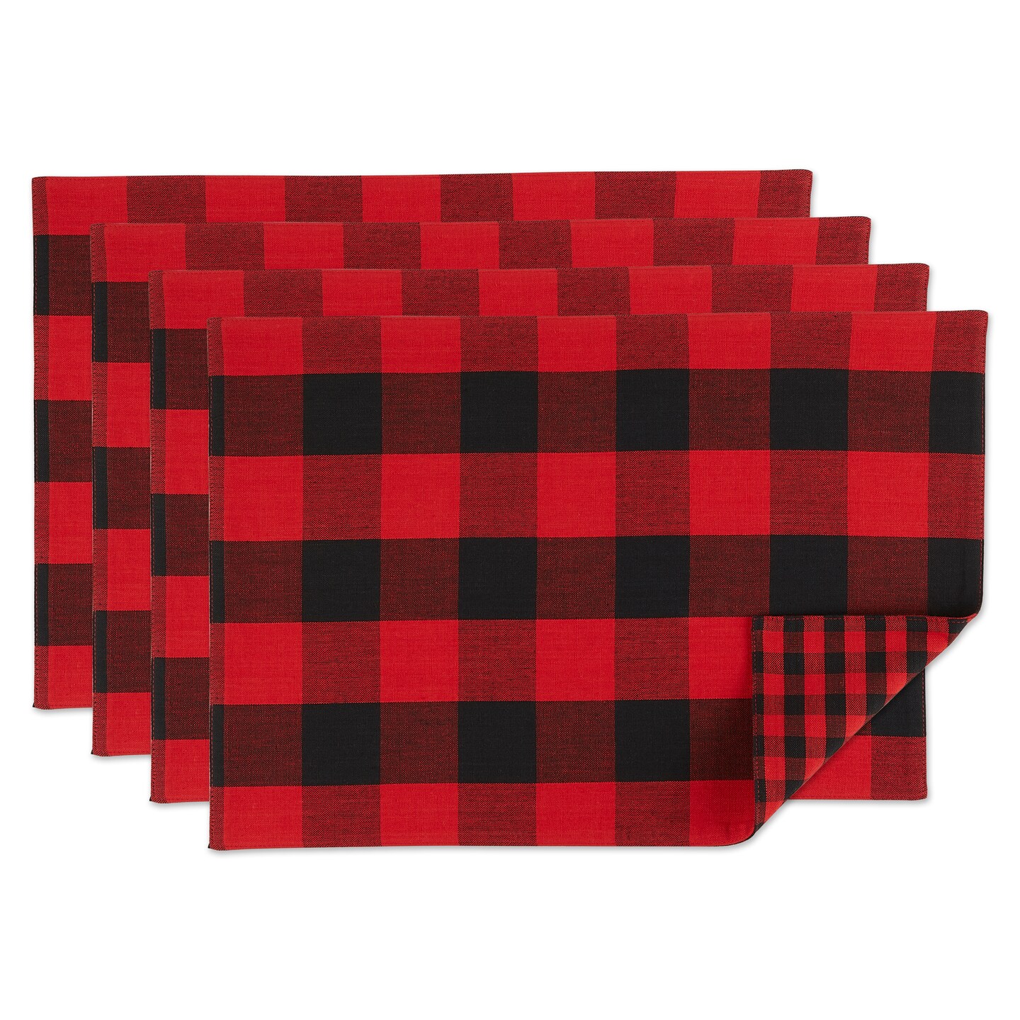 DII Red/Black Reversible Gingham/Buffalo Check Placemat Set | Michaels