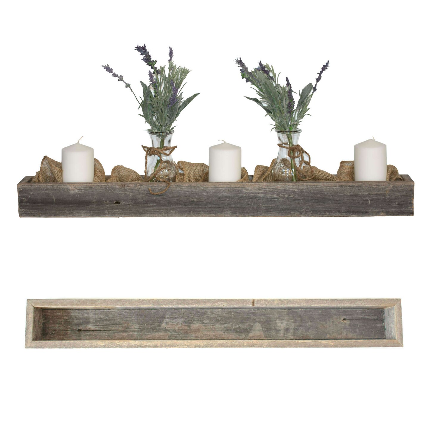 Rustic Farmhouse Decorative 35.5 in. Solid Reclaimed Wood Centerpiece Organizer Storage Box