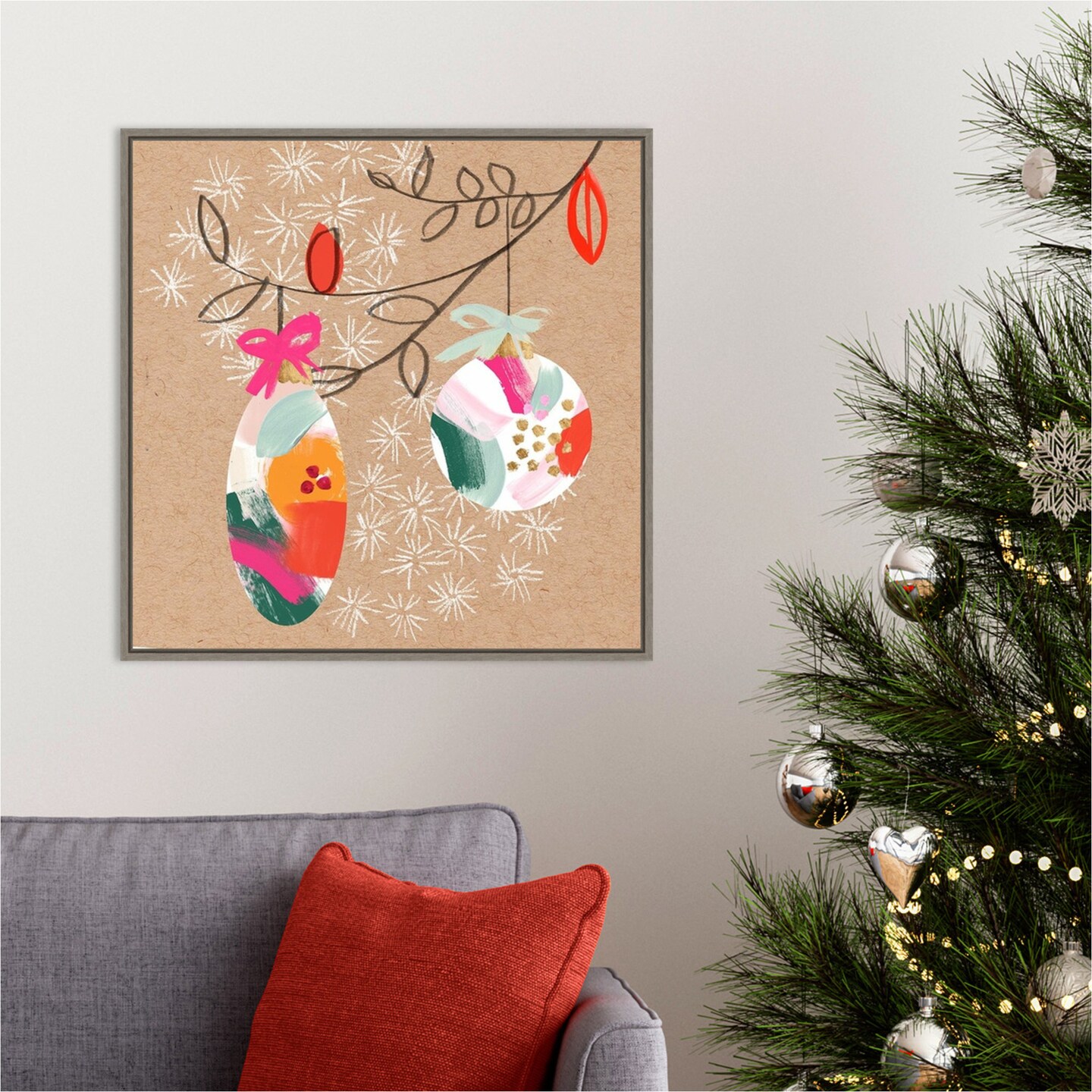Crafty Christmas IV by Jennifer Paxton Parker 22-in. W x 22-in. H. Canvas Wall Art Print Framed in Grey