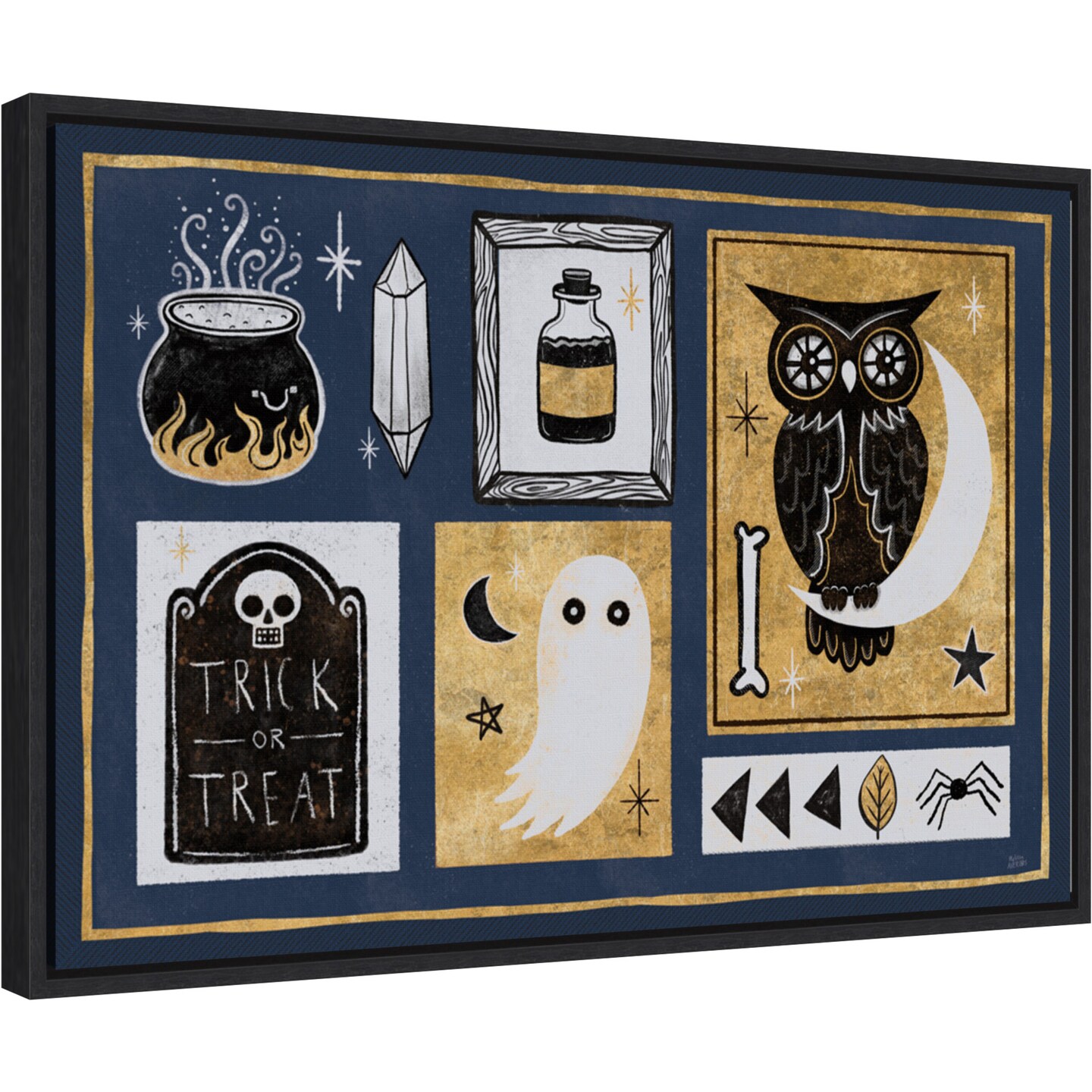 Frightfully Wicked II Owl by Melissa Averinos 23-in. W x 16-in. H. Canvas Wall Art Print Framed in Black