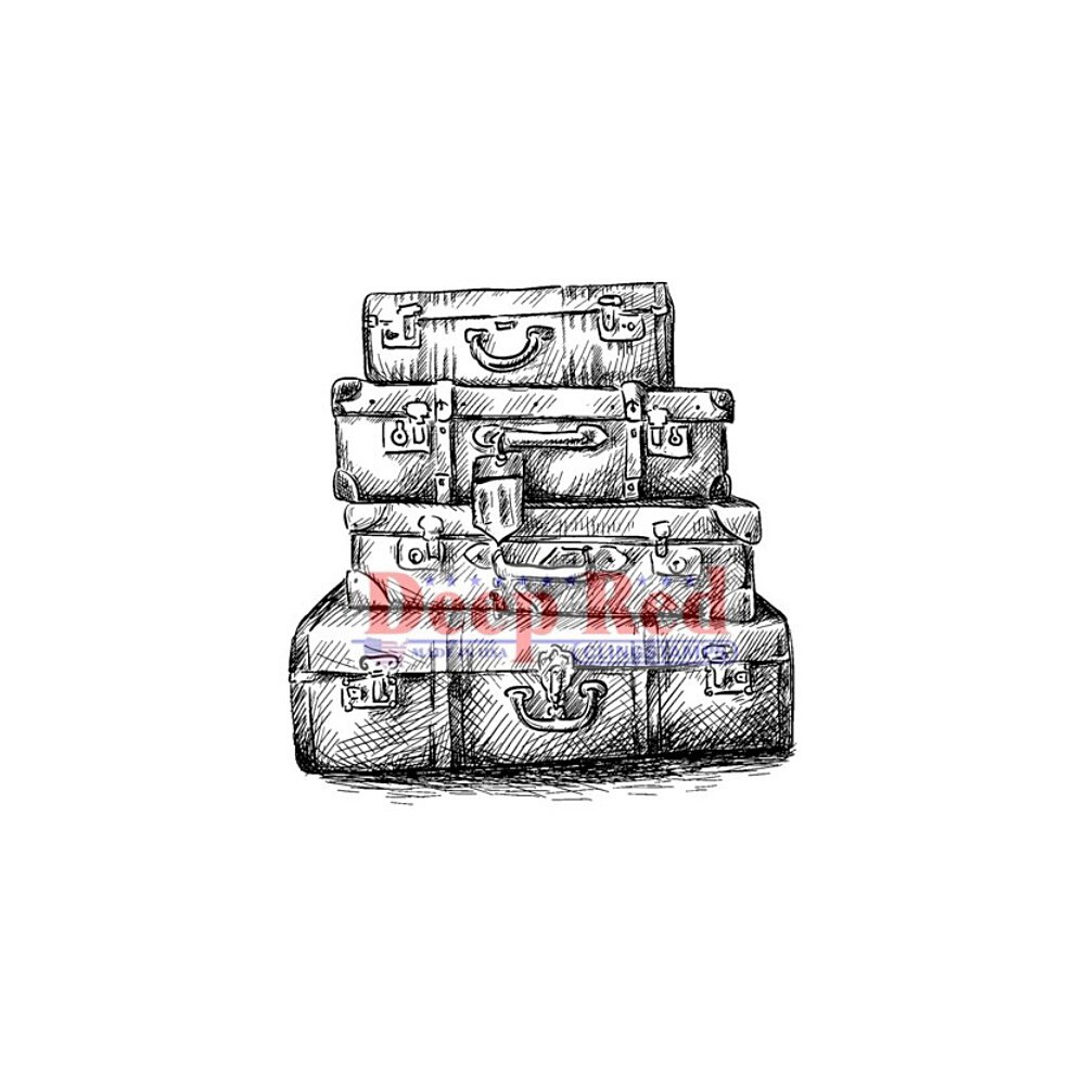 Deep Red Stamps Luggage Rubber Cling Stamp 1.9 x 2 inches