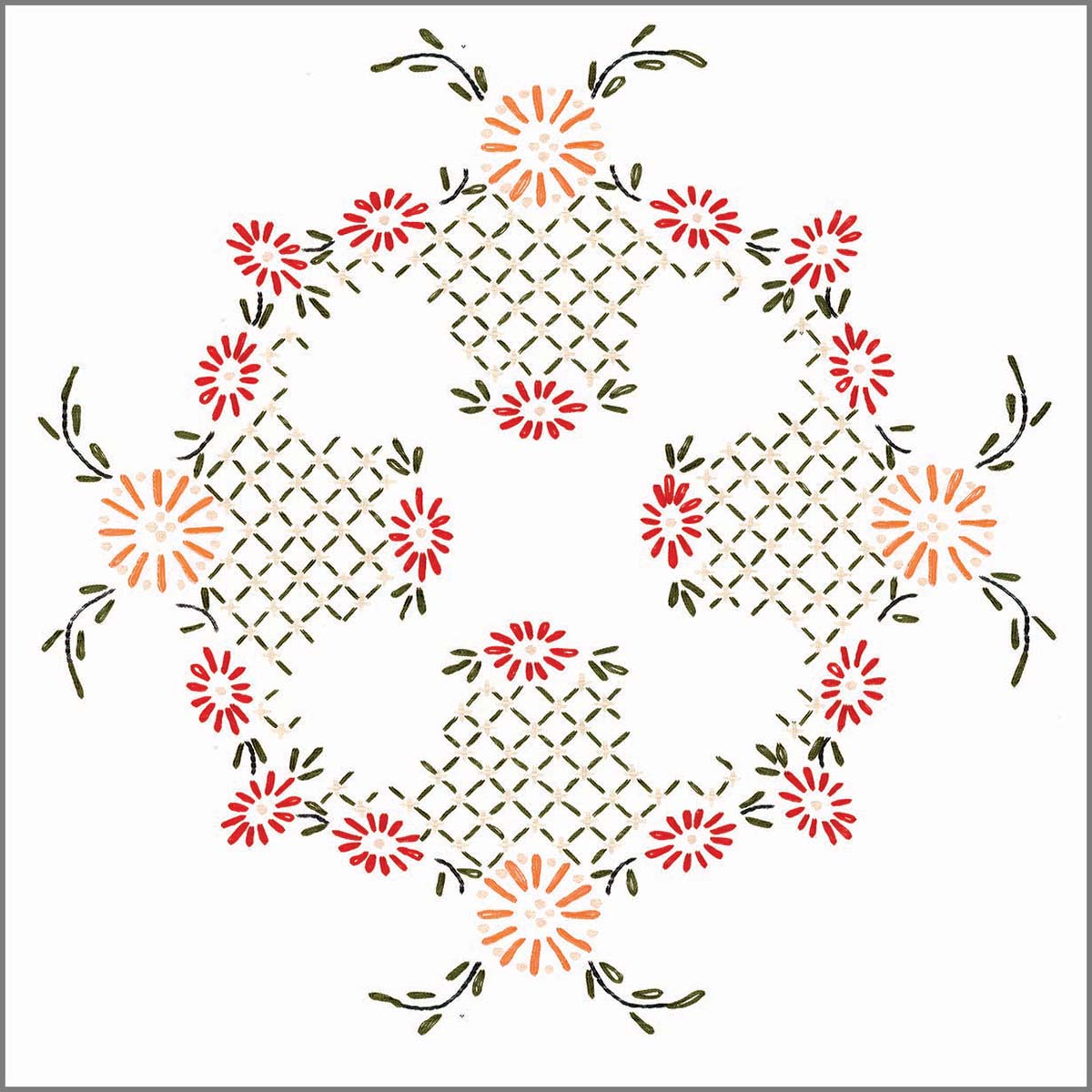 Herrschners Cordelia Quilt Block Stamped Embroidery Embroidery Michaels