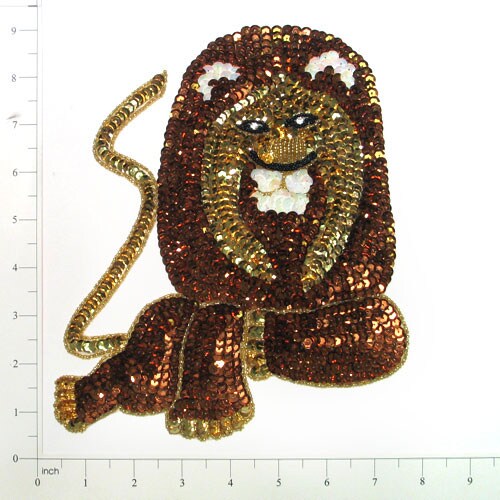 8 3/4&#x22; x 7 1/2&#x22; Lion Sequin Applique/Patch