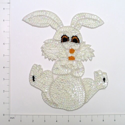 8 1/2&#x22; x 6 3/4&#x22; Bunny Rabbit Sequin Applique/Patch